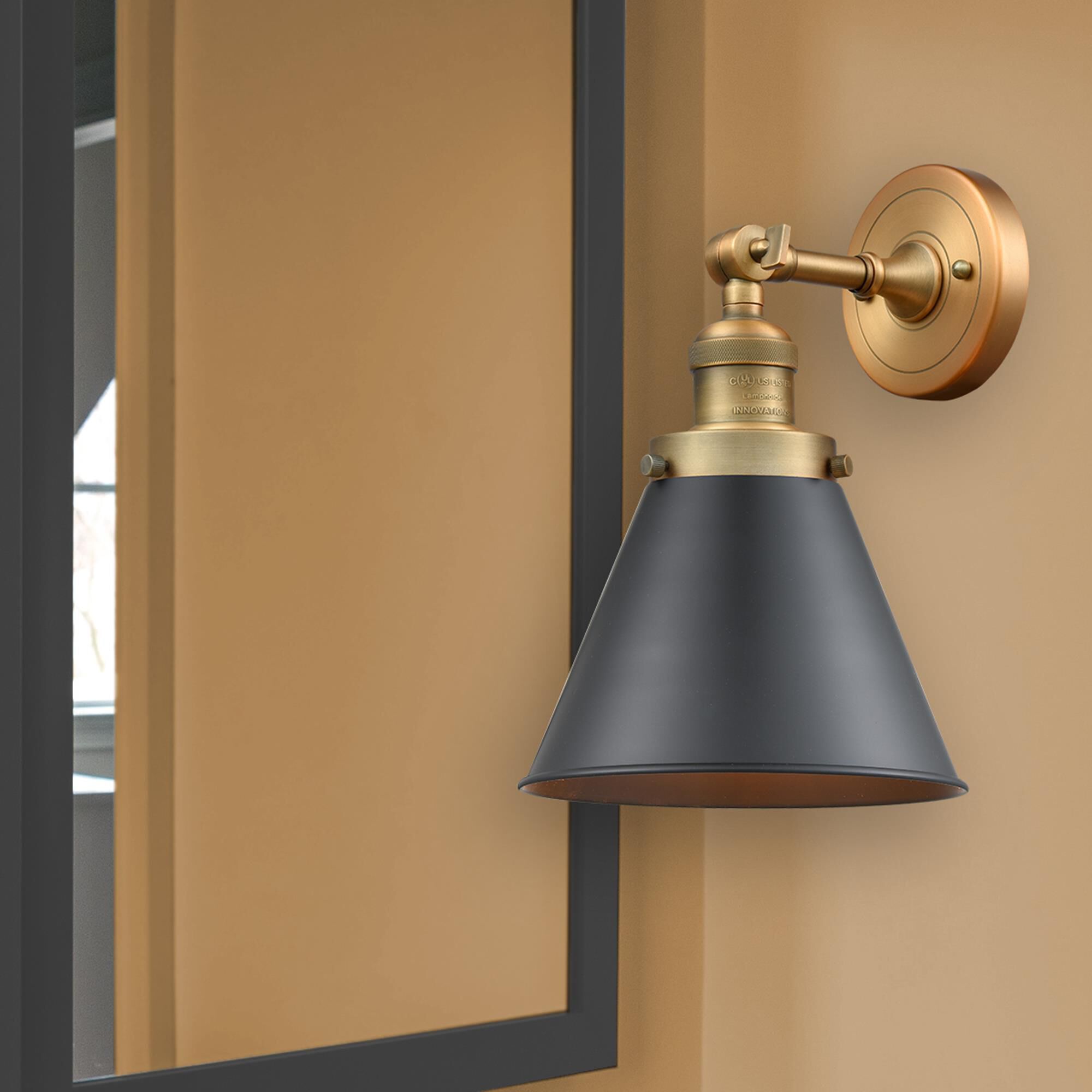 Shown in Brushed Brass finish and Brushed Brass Appalachian shade
