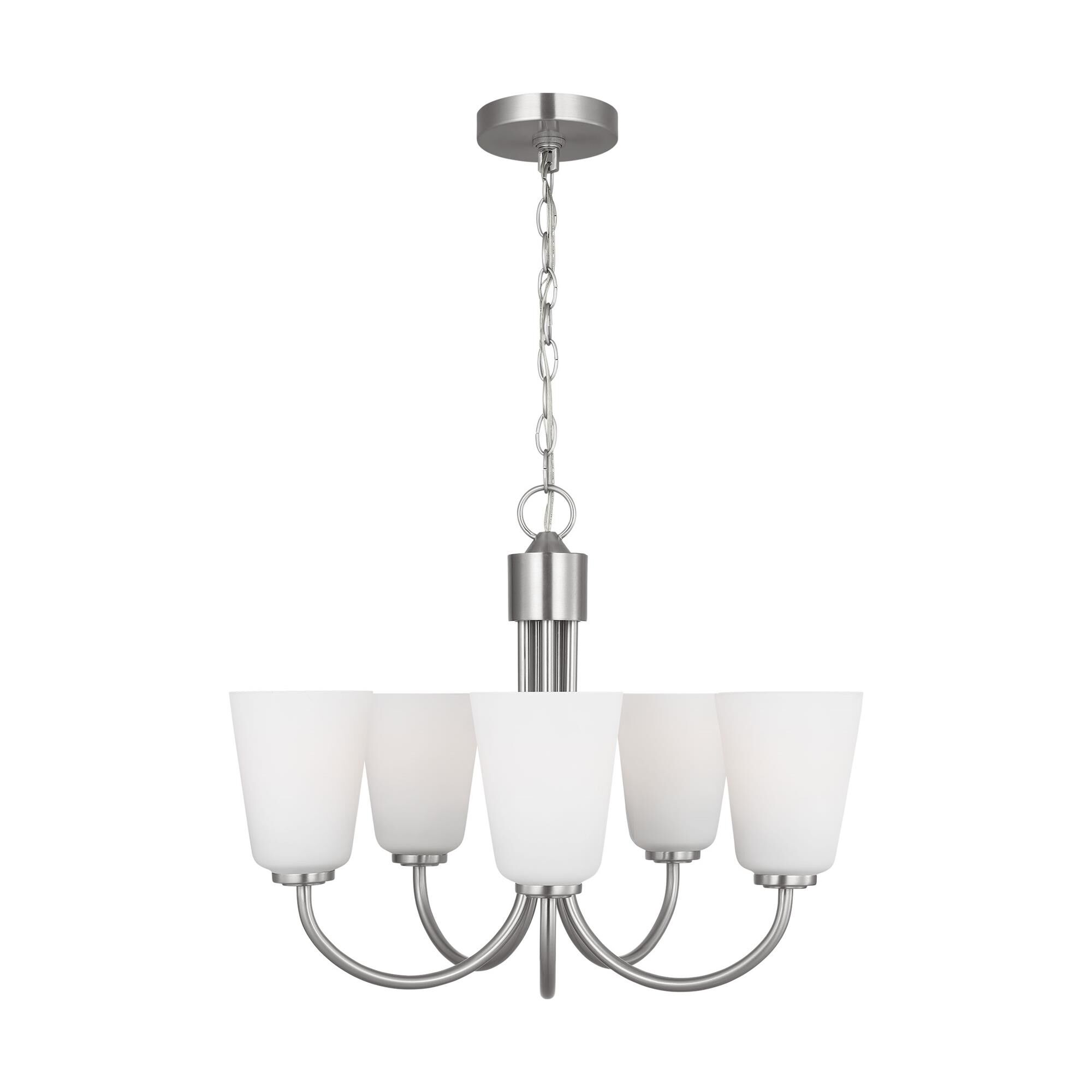 Shown in Brushed Nickel finish and Etched Painted White Inside glass