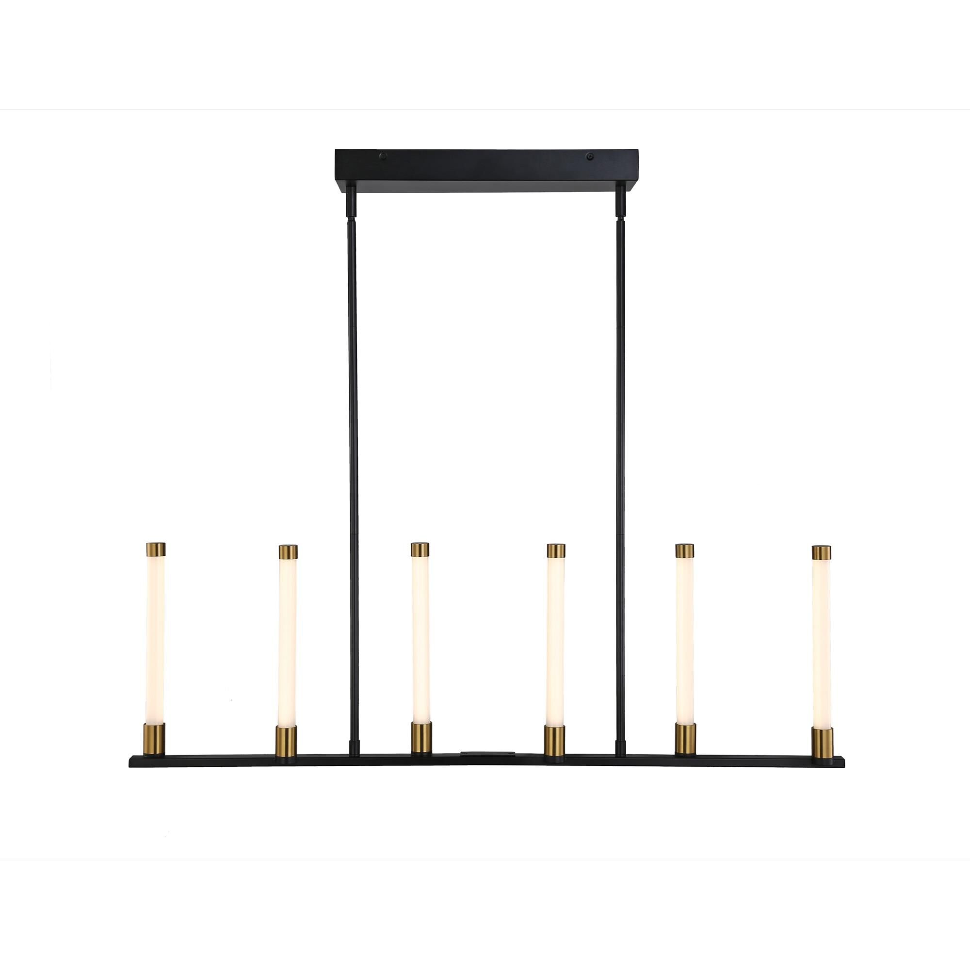 Shown in Matte Black & Brass finish and Glass+acrylic shade