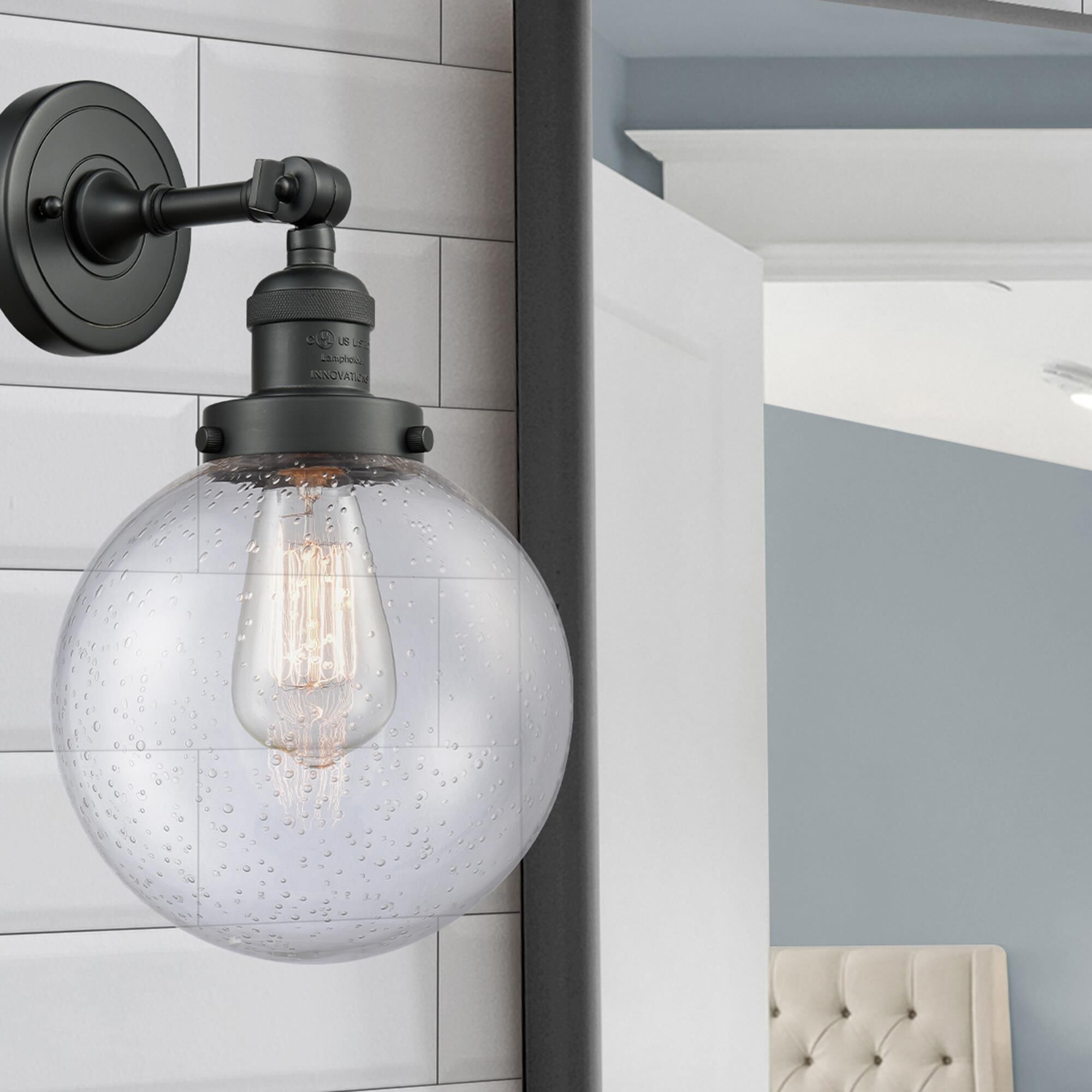 Shown in Matte Black finish and Seedy glass and No Accent accent