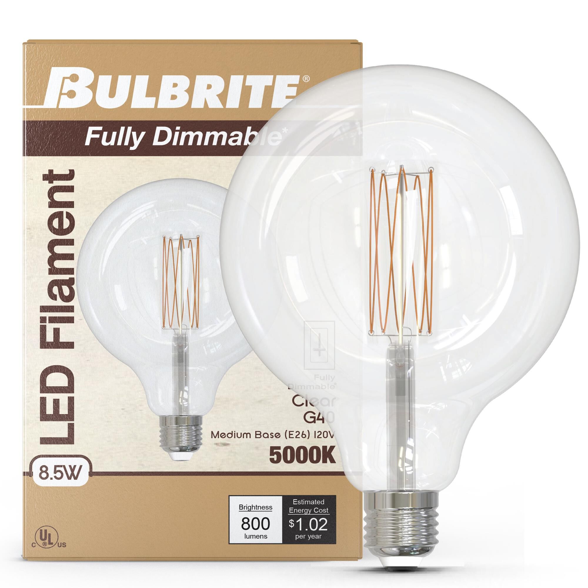 Medium Base E26 G40 5000K 8.50 Watt LED Bulb by Bulbrite