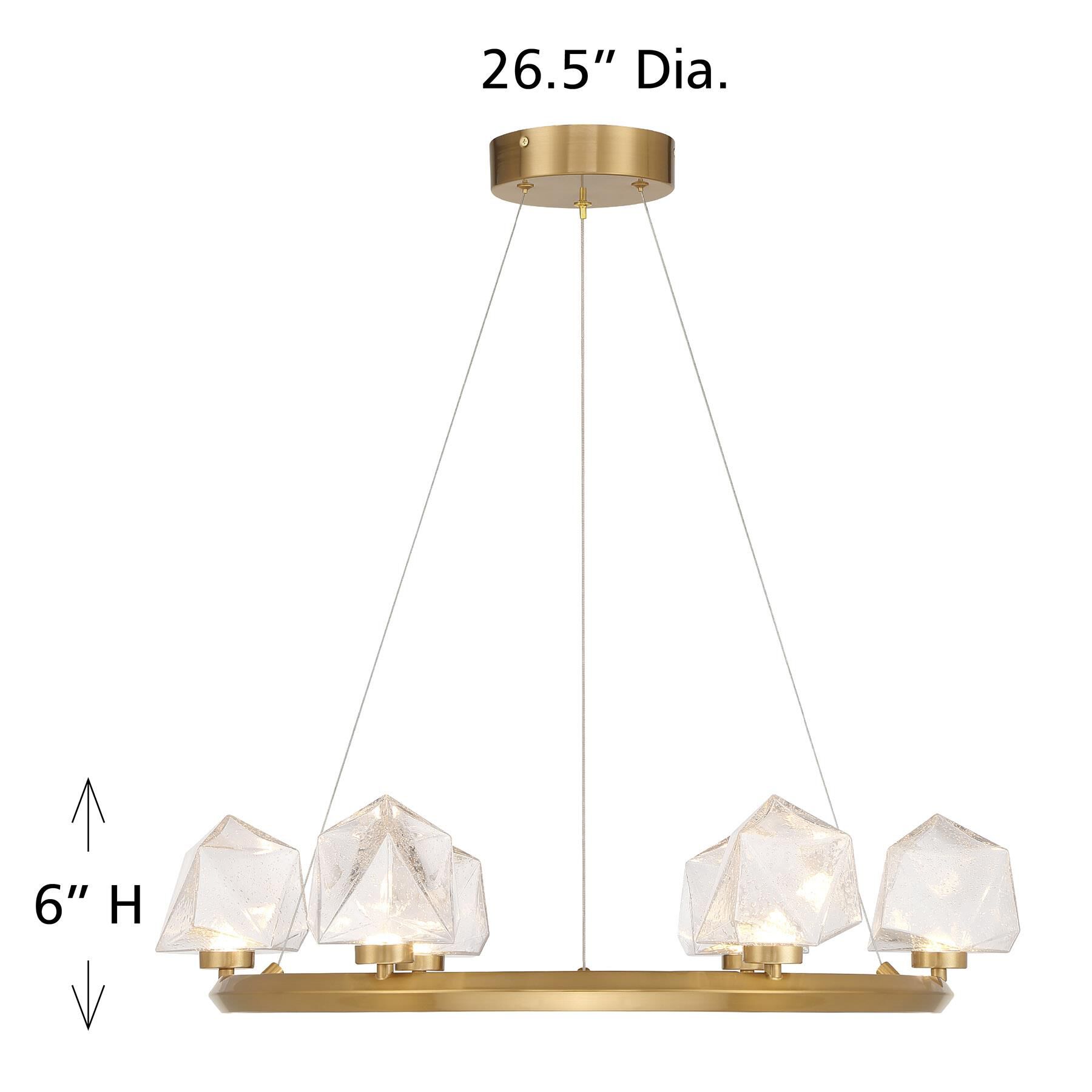 Shown in Warm Brass finish and Clear Seeded glass