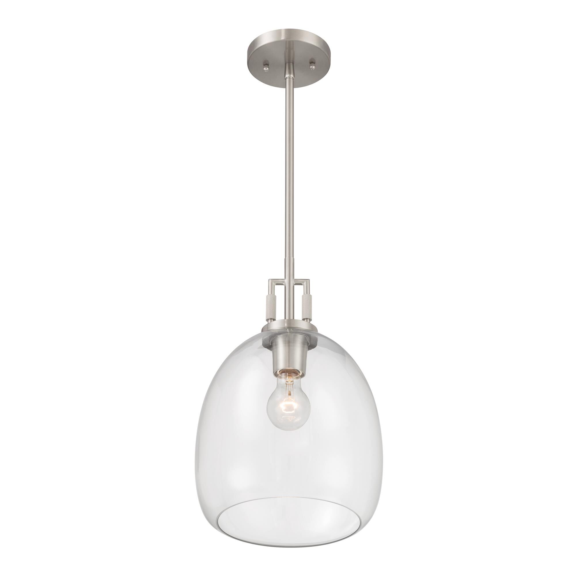 Shown in Brushed Nickel finish and Clear glass