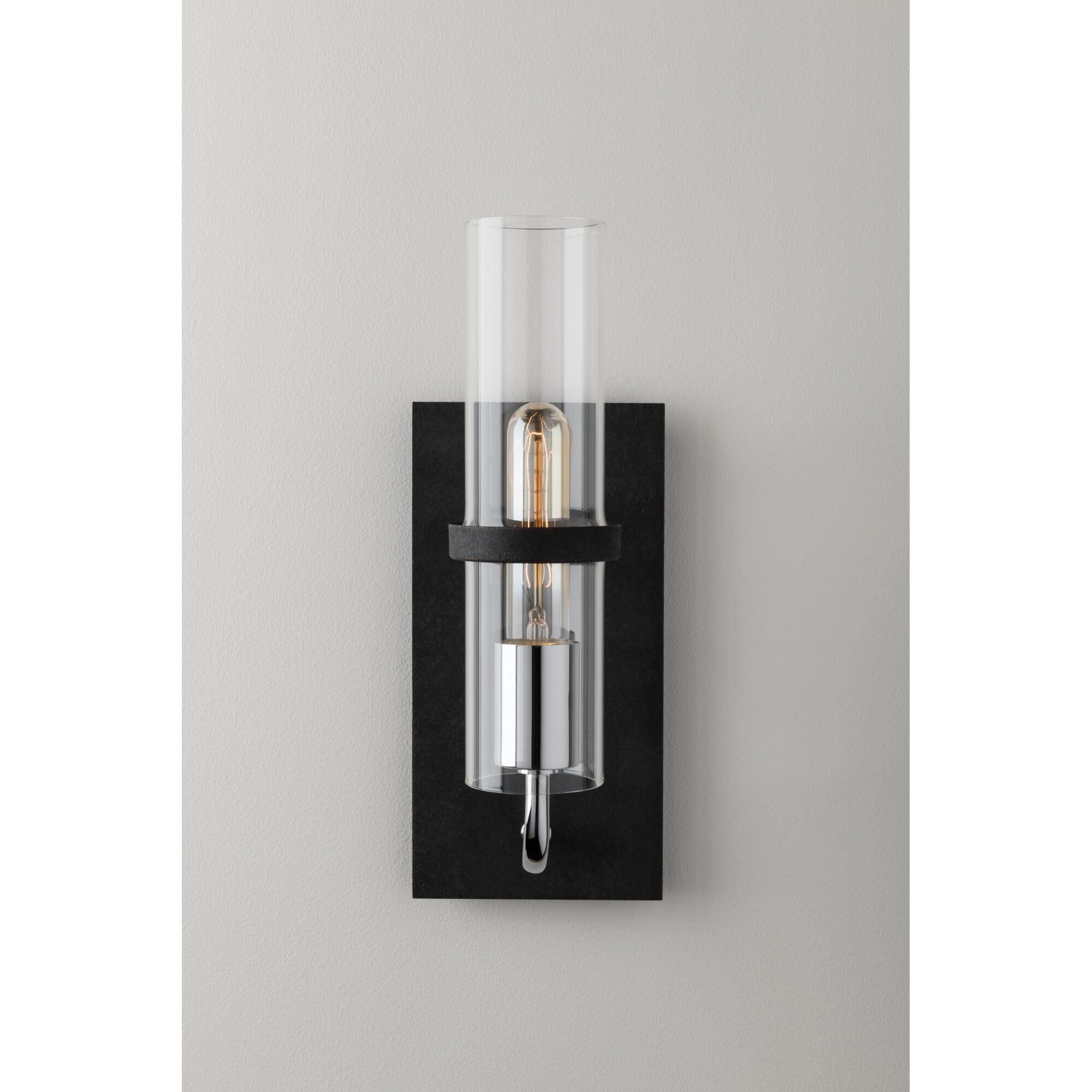 Shown in Vintage Iron finish and Clear glass