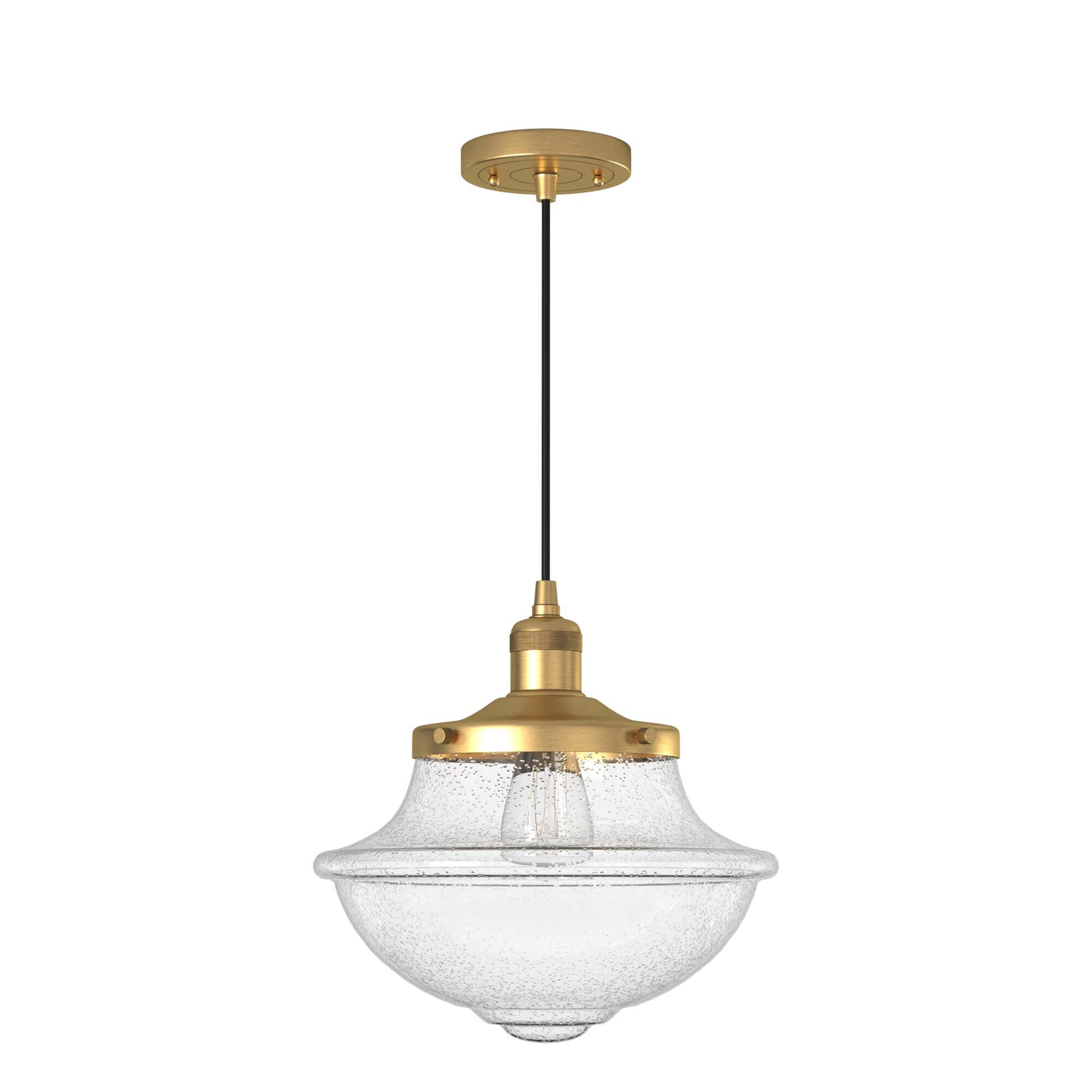 Shown in Brushed Brass finish and Clear glass