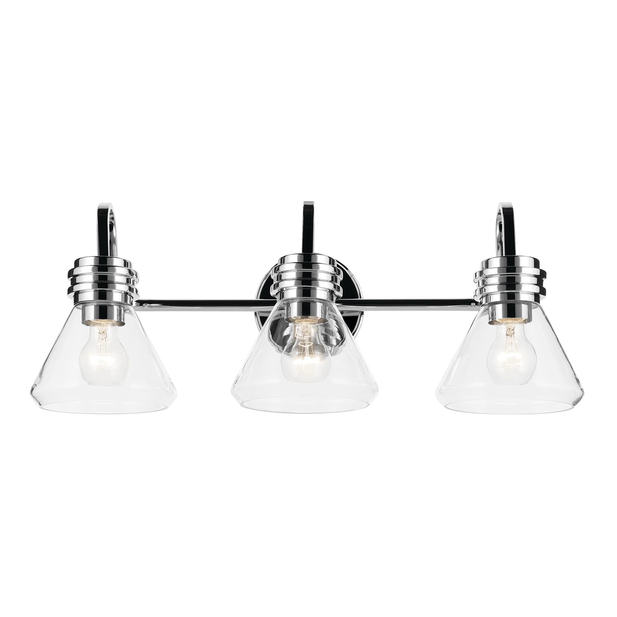 Shown in Chrome finish and Clear glass