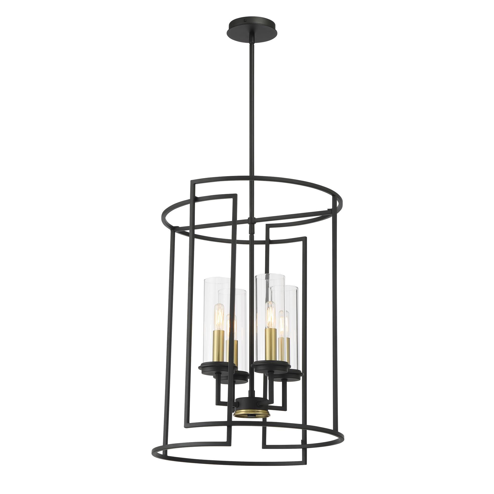 Shown in Sand Coal and Soft Brass finish and Clear glass