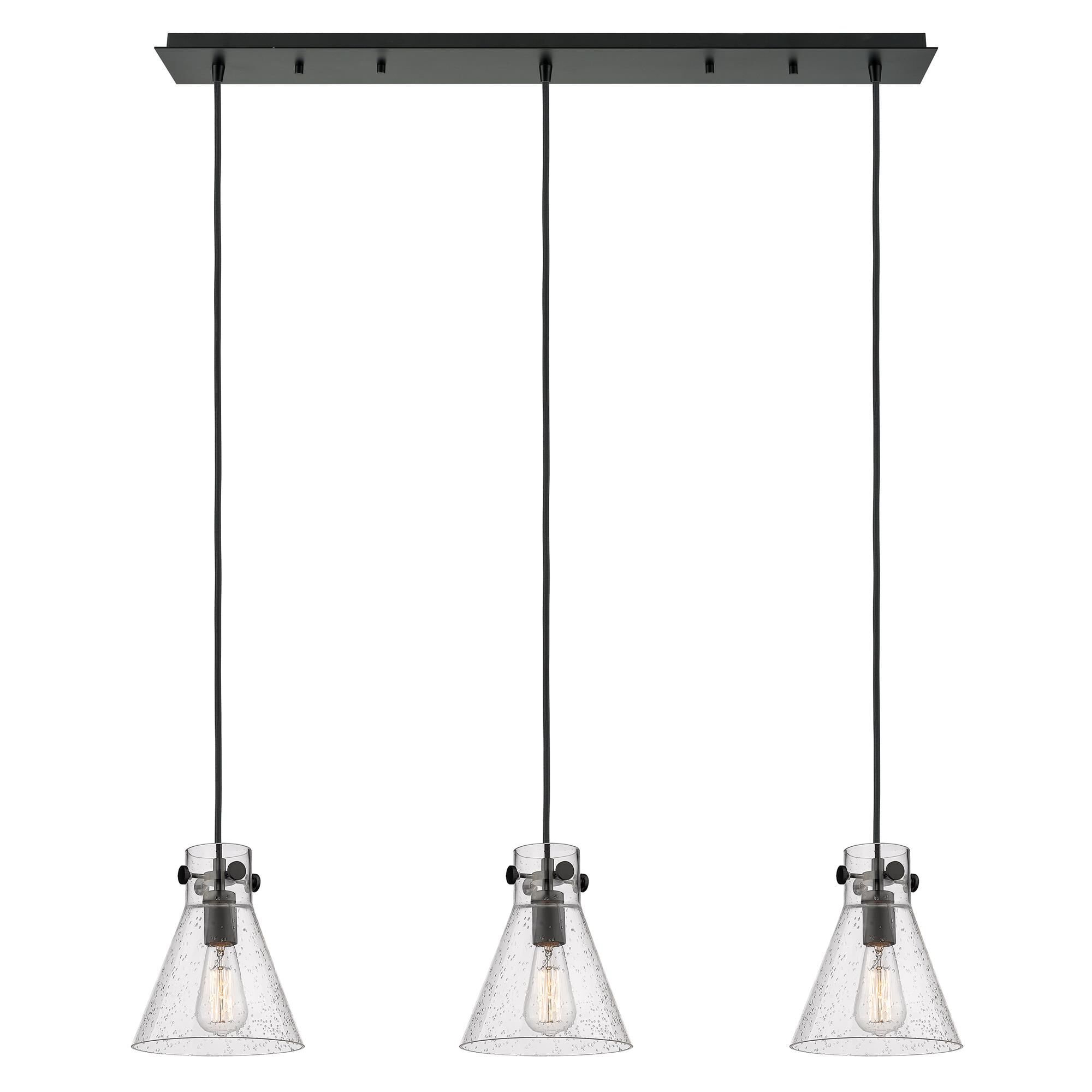 Shown in Matte Black finish and Seedy glass and Seedy Glass shade