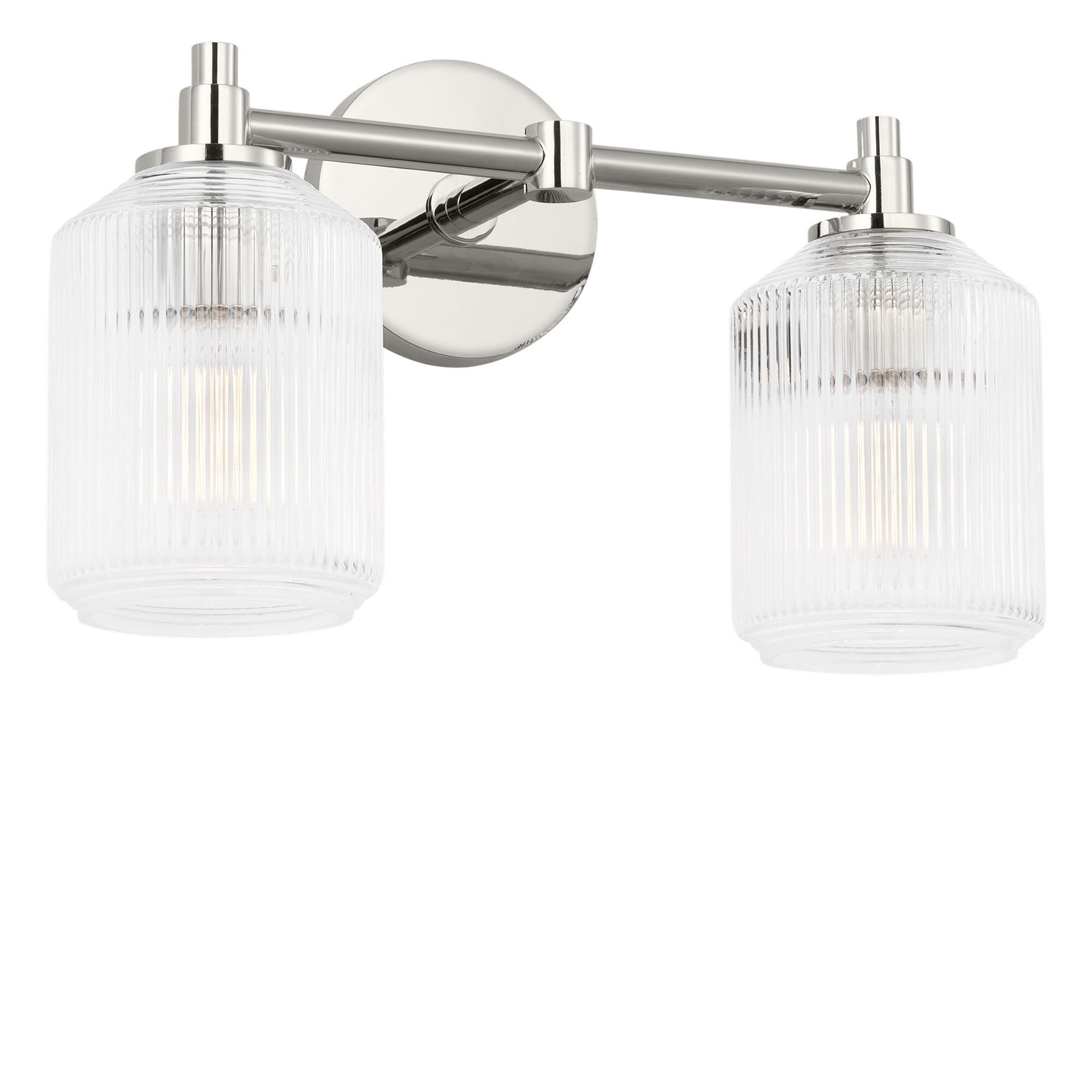 Shown in Polished Nickel finish and Clear Ribbed glass