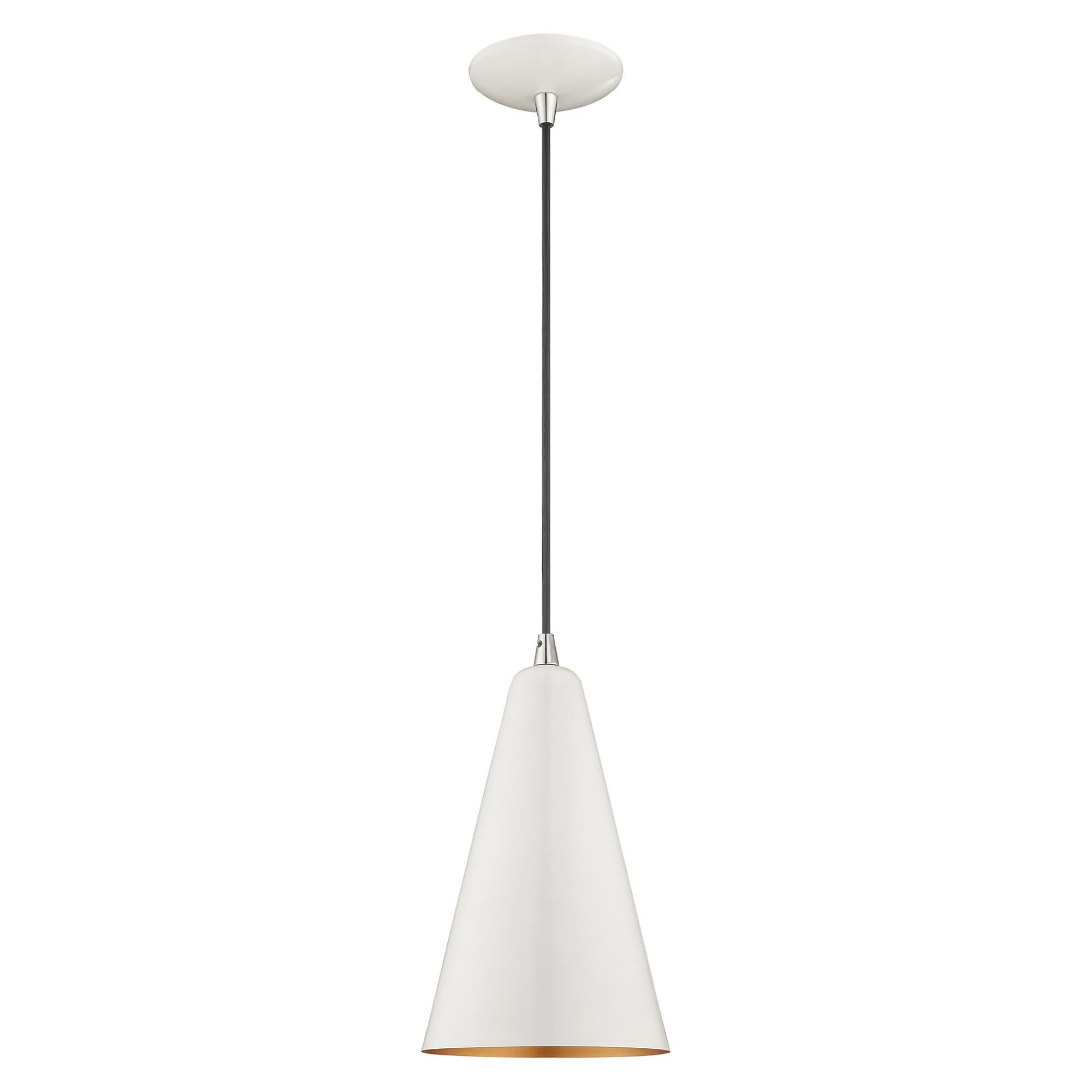 Shown in Shiny White finish and Shiny White Metal With Gold Inside shade