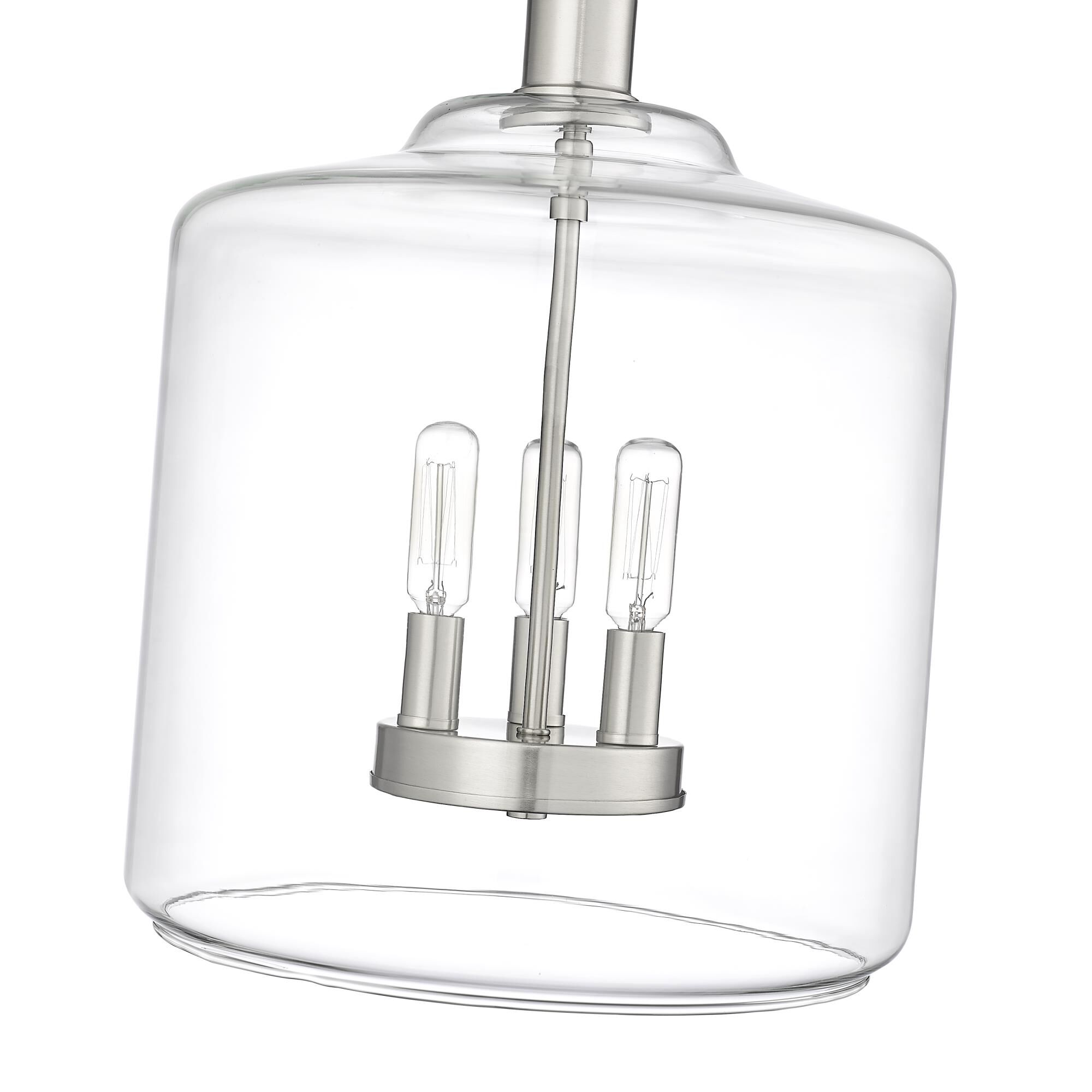 Shown in Brushed Nickel finish and Clear glass