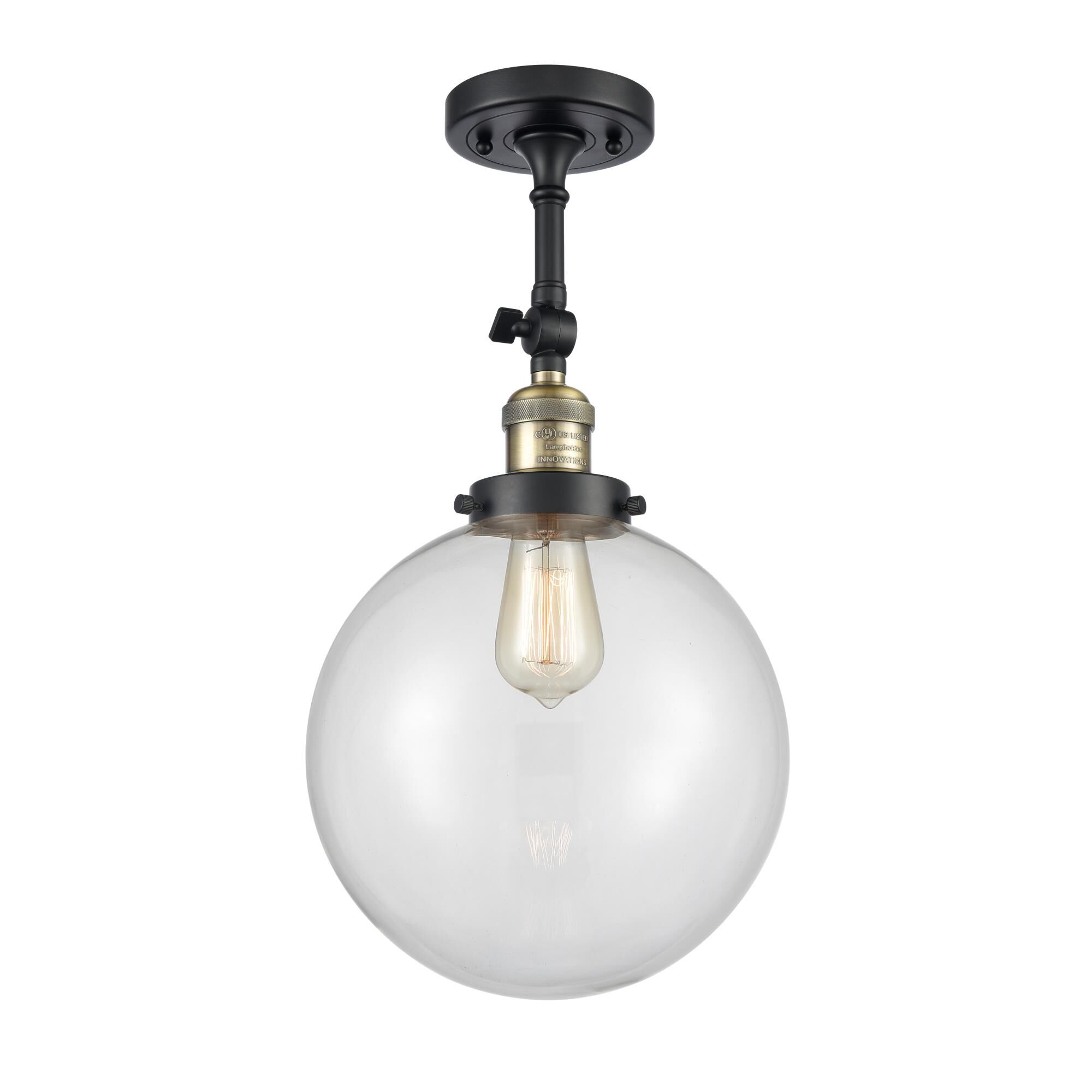 Shown in Black Antique Brass finish and Clear glass