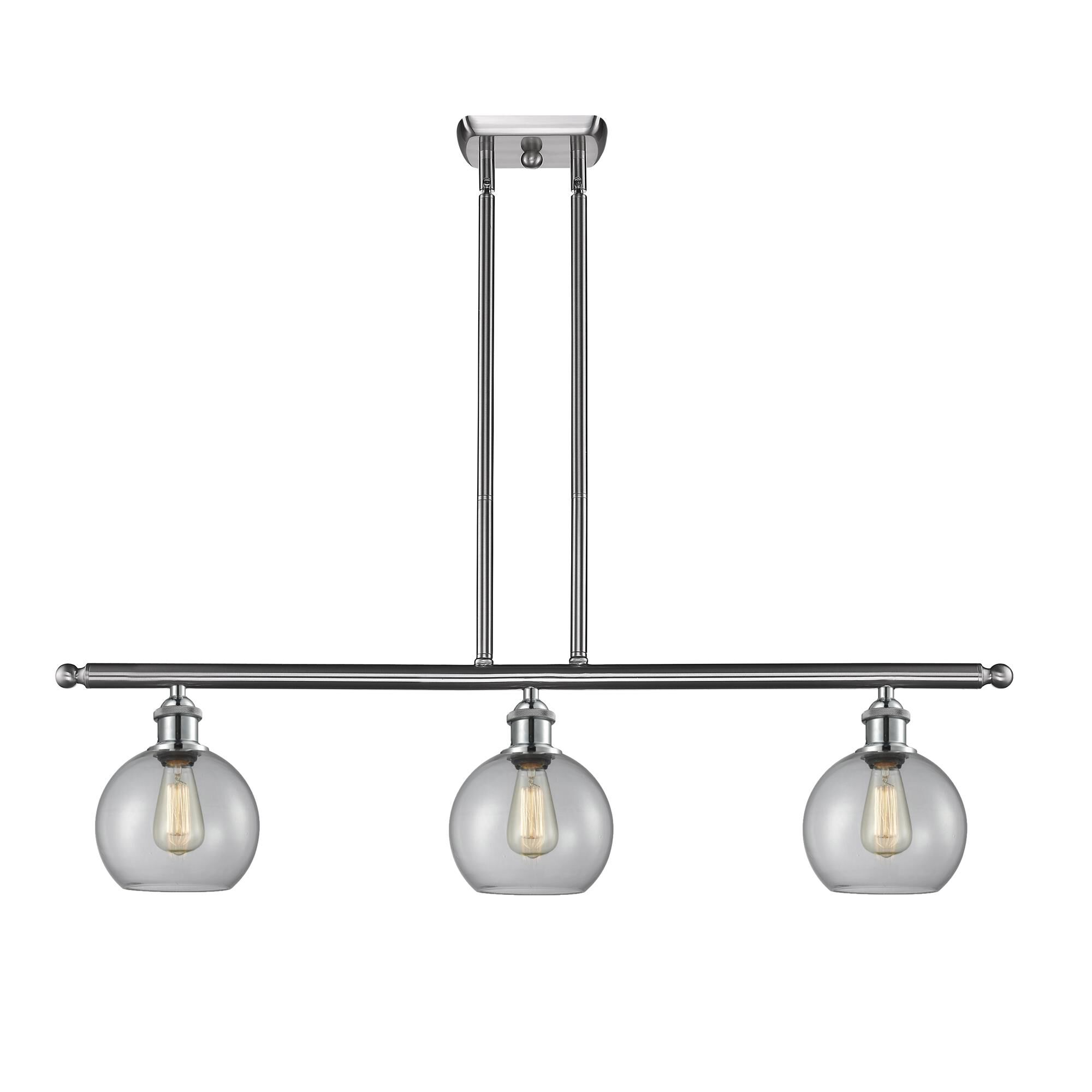 Shown in Brushed Satin Nickel finish and Clear Athens glass