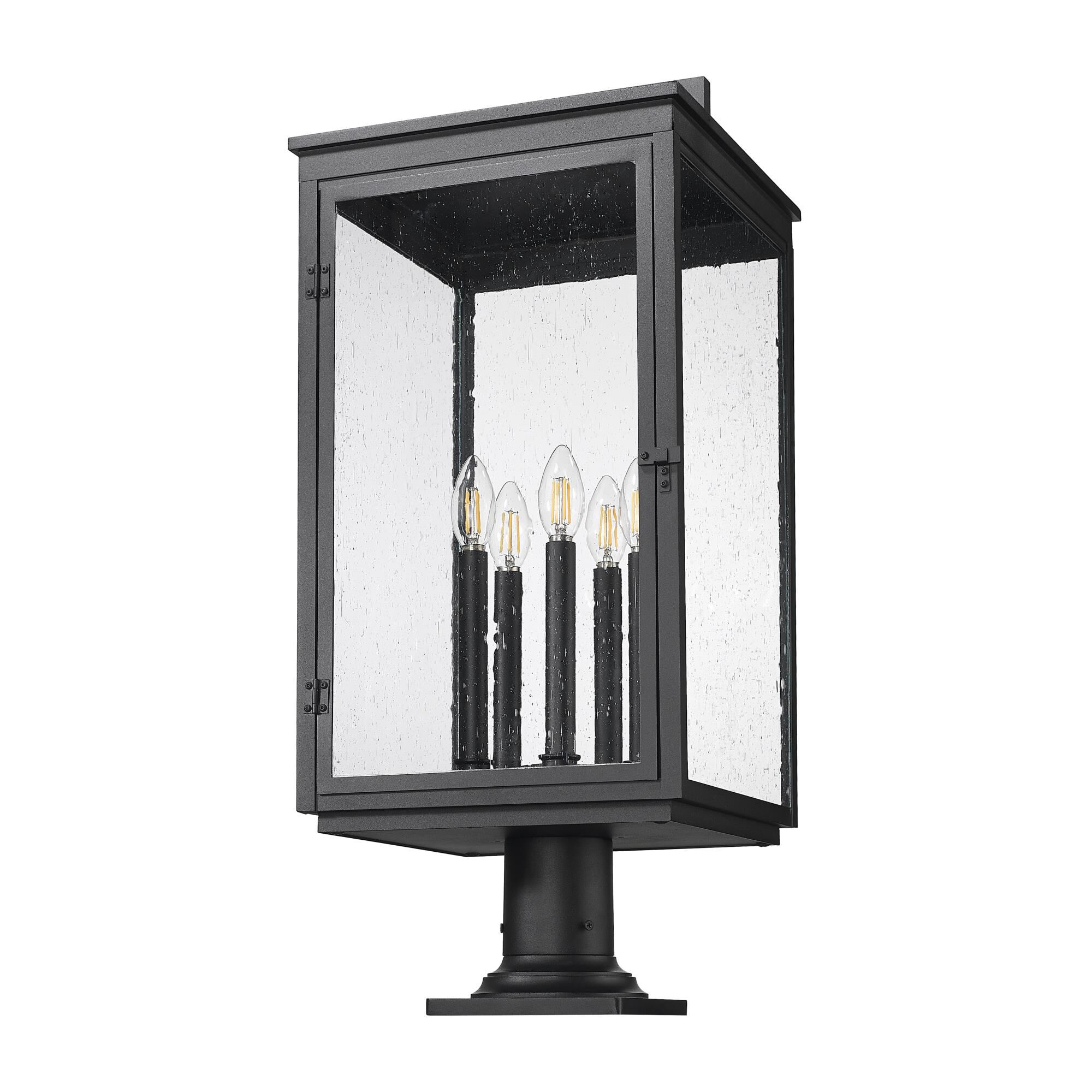 Shown in Sand Black finish and Clear Seedy glass and Clear Seedy shade