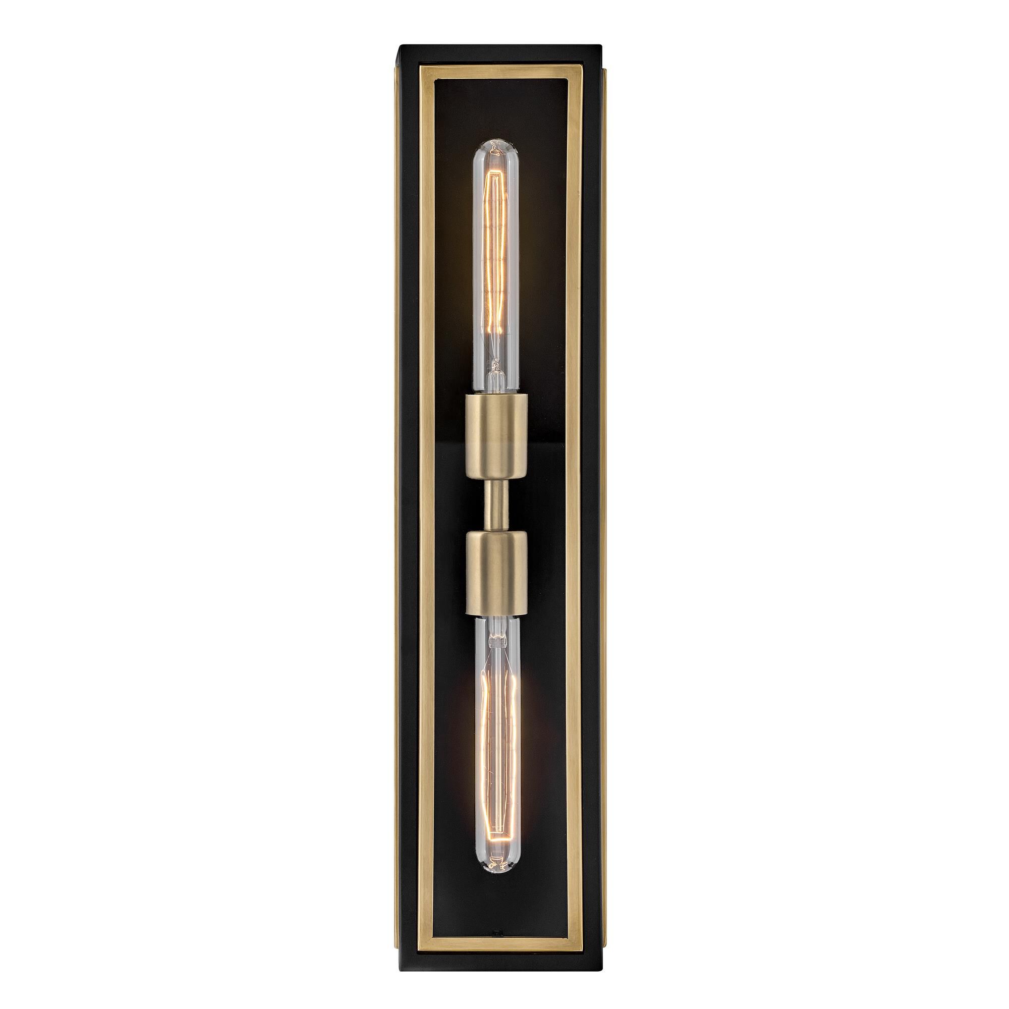 Shown in Black finish and Clear glass and Heritage Brass accent