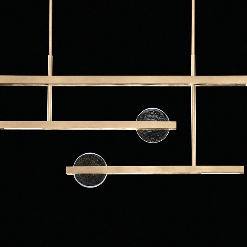 Shown in Soft Gold finish and Clear and White glass