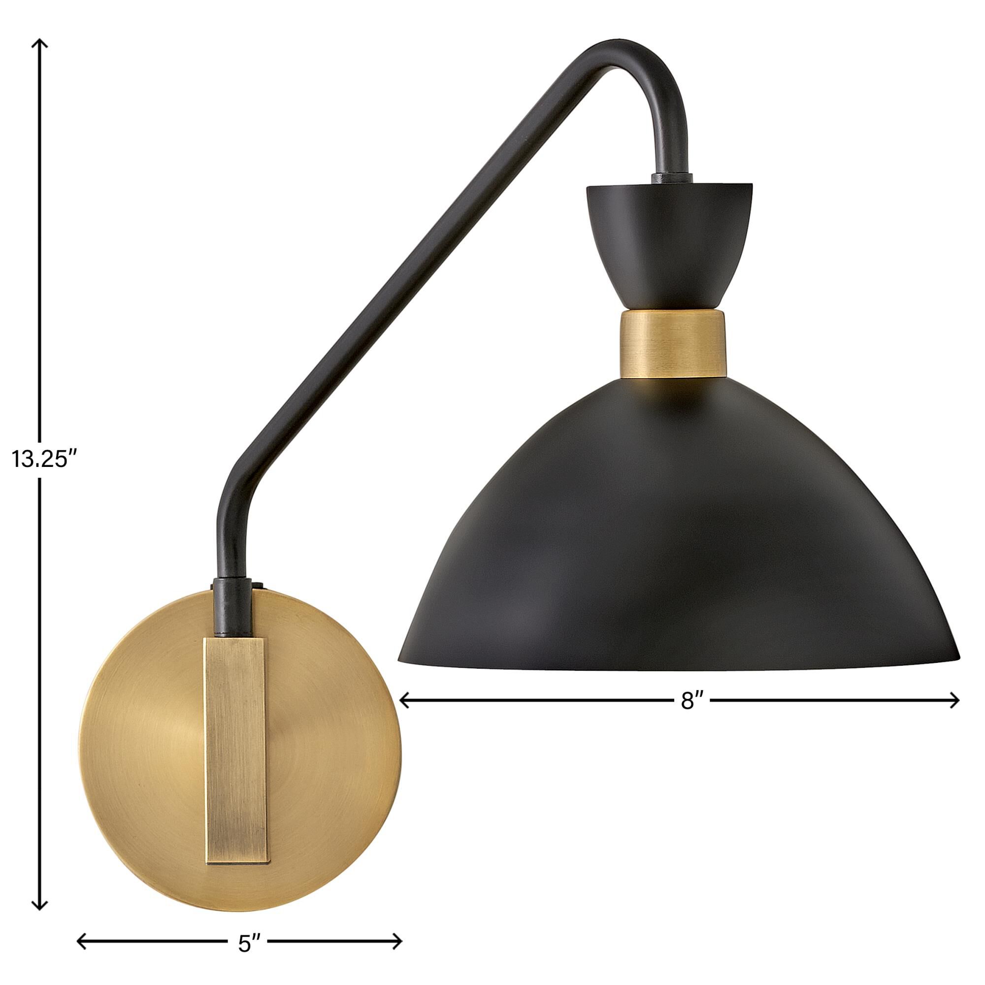 Shown in Black finish and Heritage Brass accent