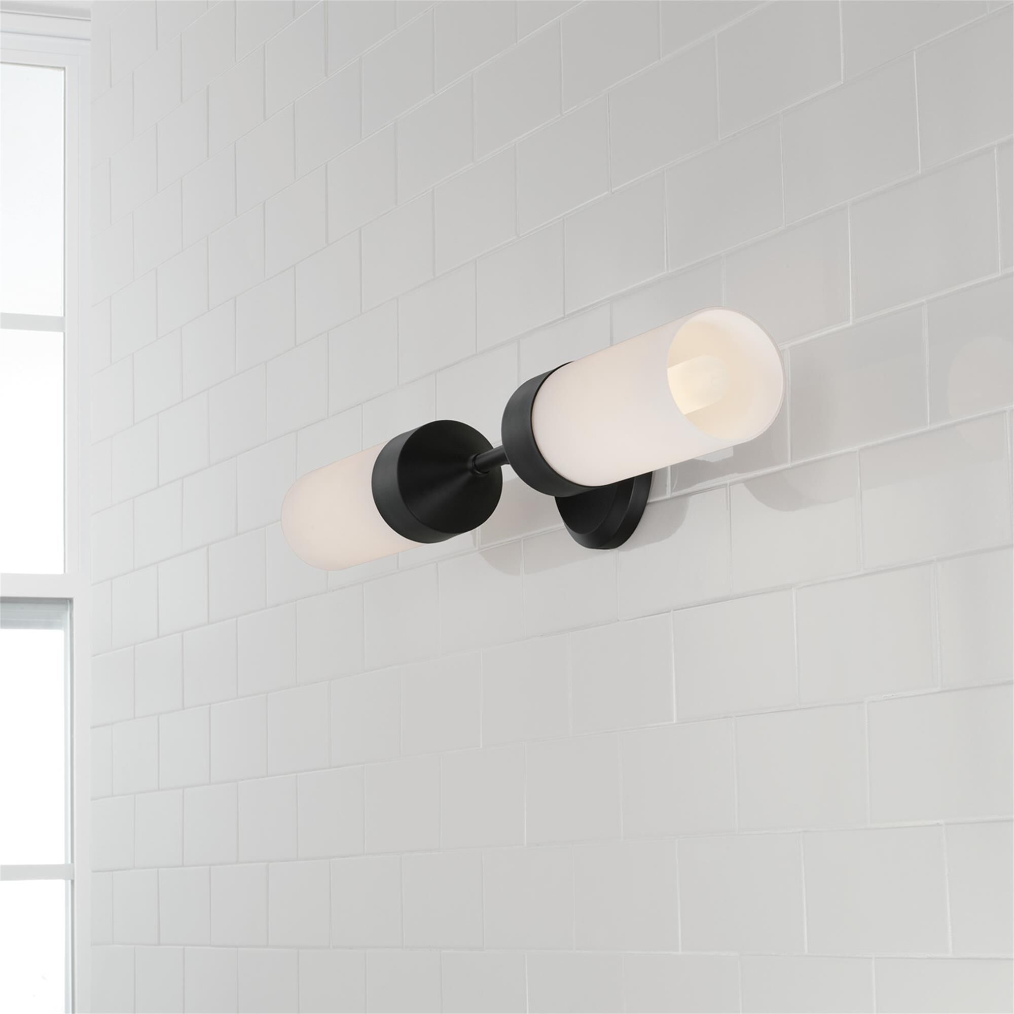 Shown in Matte Black finish and Soft White glass
