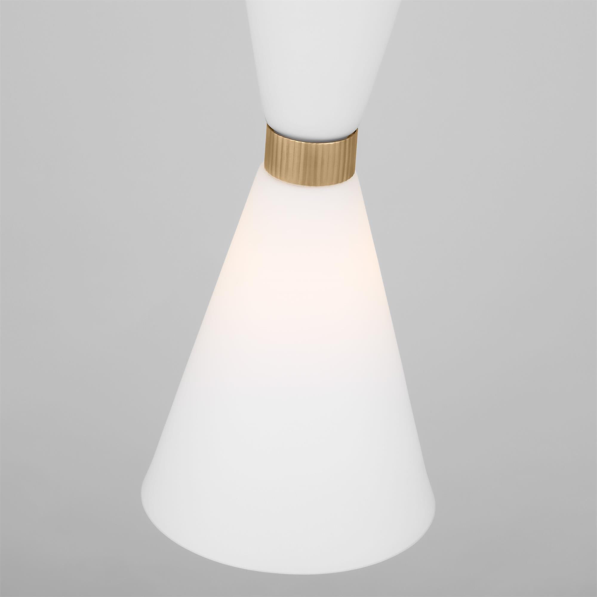 Shown in Satin Brass finish and Etched White Glass s shade