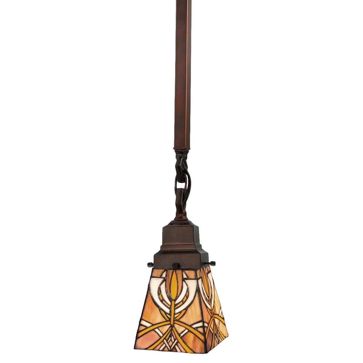 Shown in Mahogany Bronze finish and Amber-Mauve-Gold glass