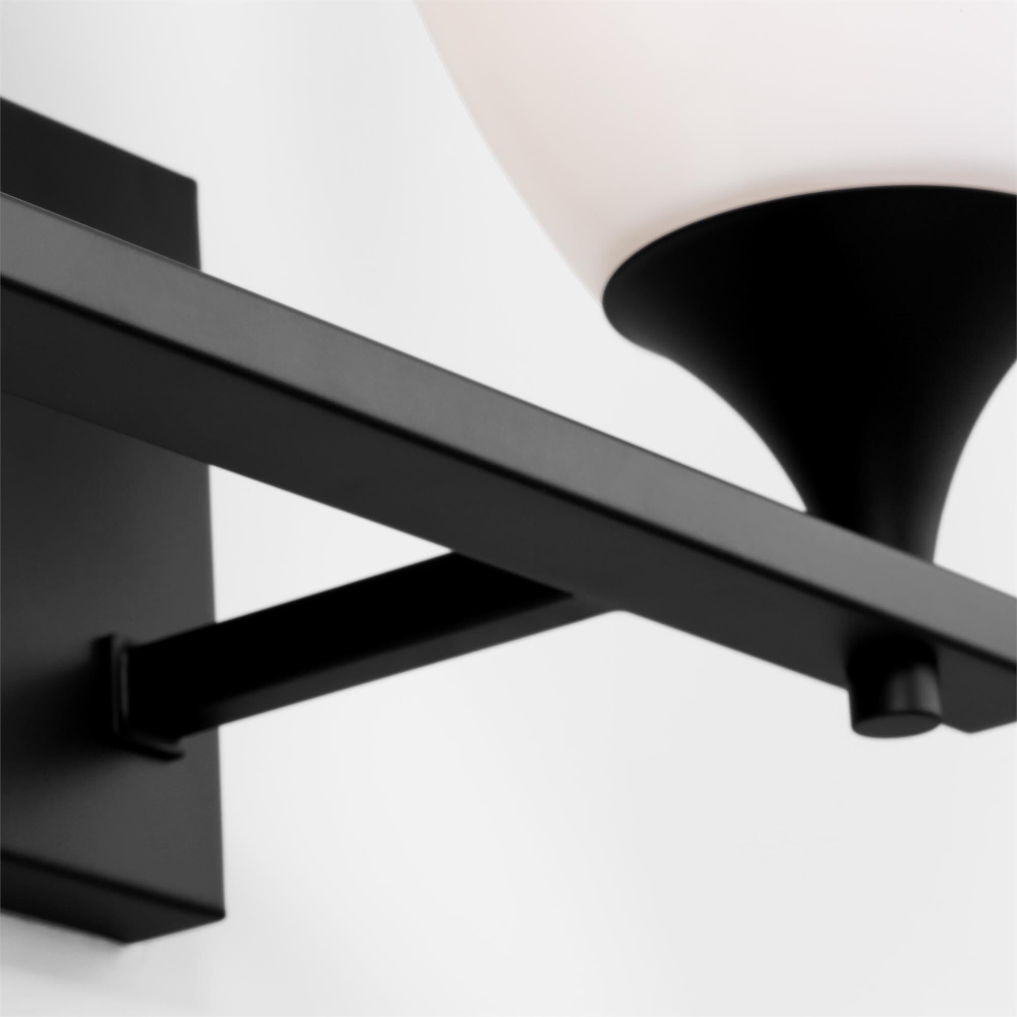 Shown in Midnight Black finish and Milk Glass s shade