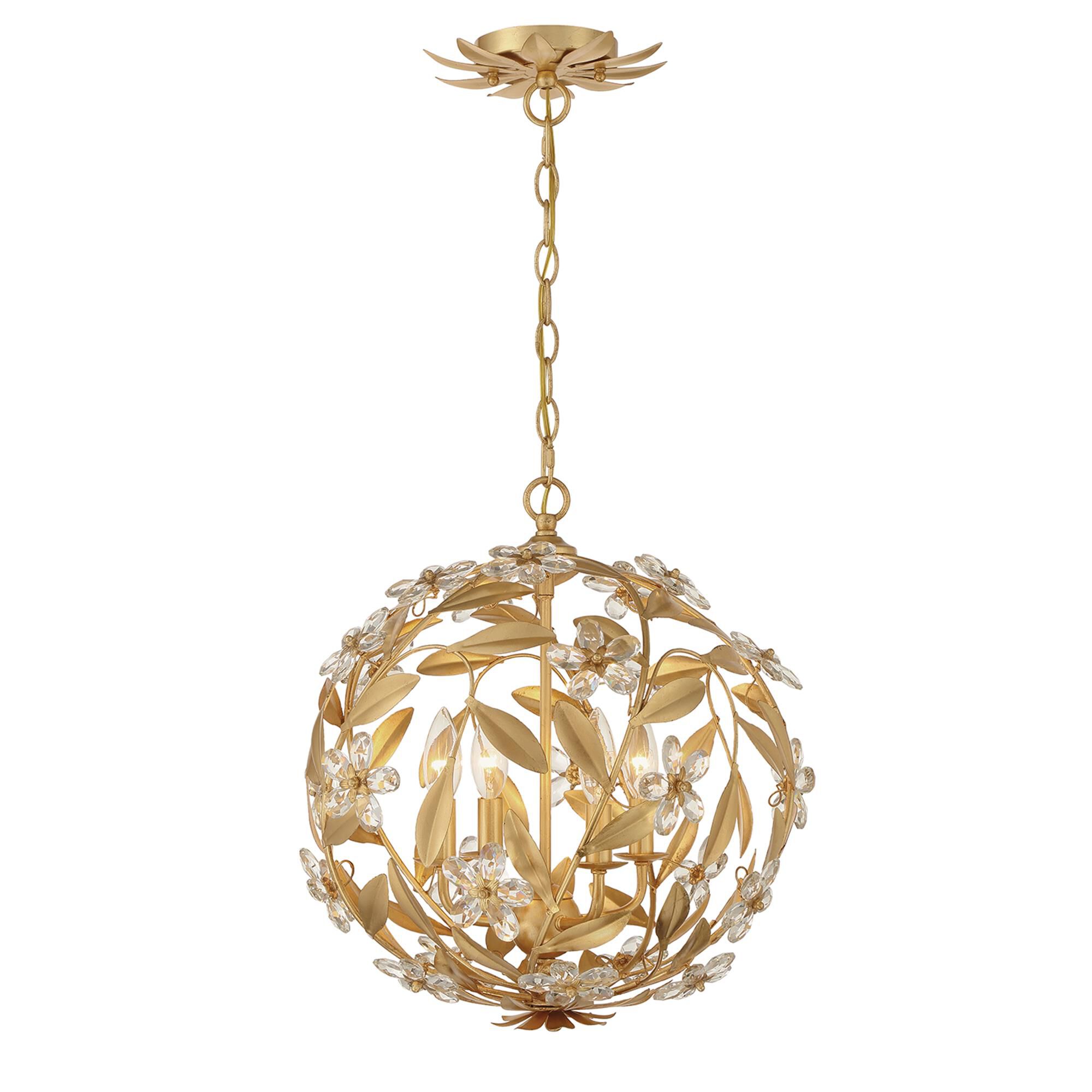Shown in Antique Gold finish and Hand Cut crystal