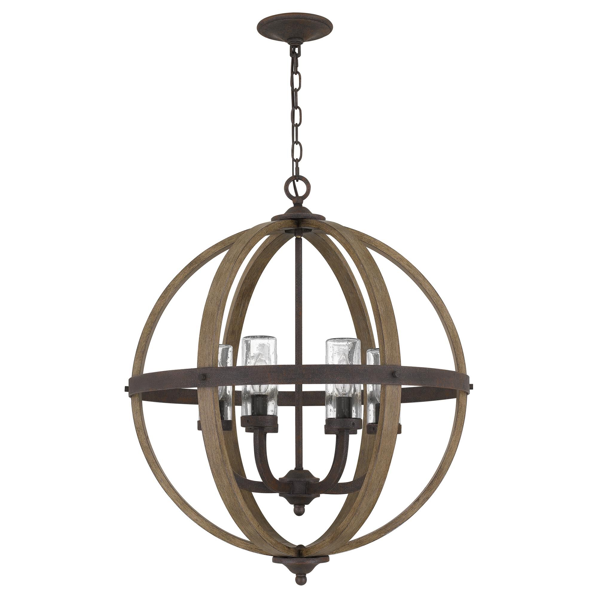 Shown in Rustic Black finish and Clear Seeded Glass shade
