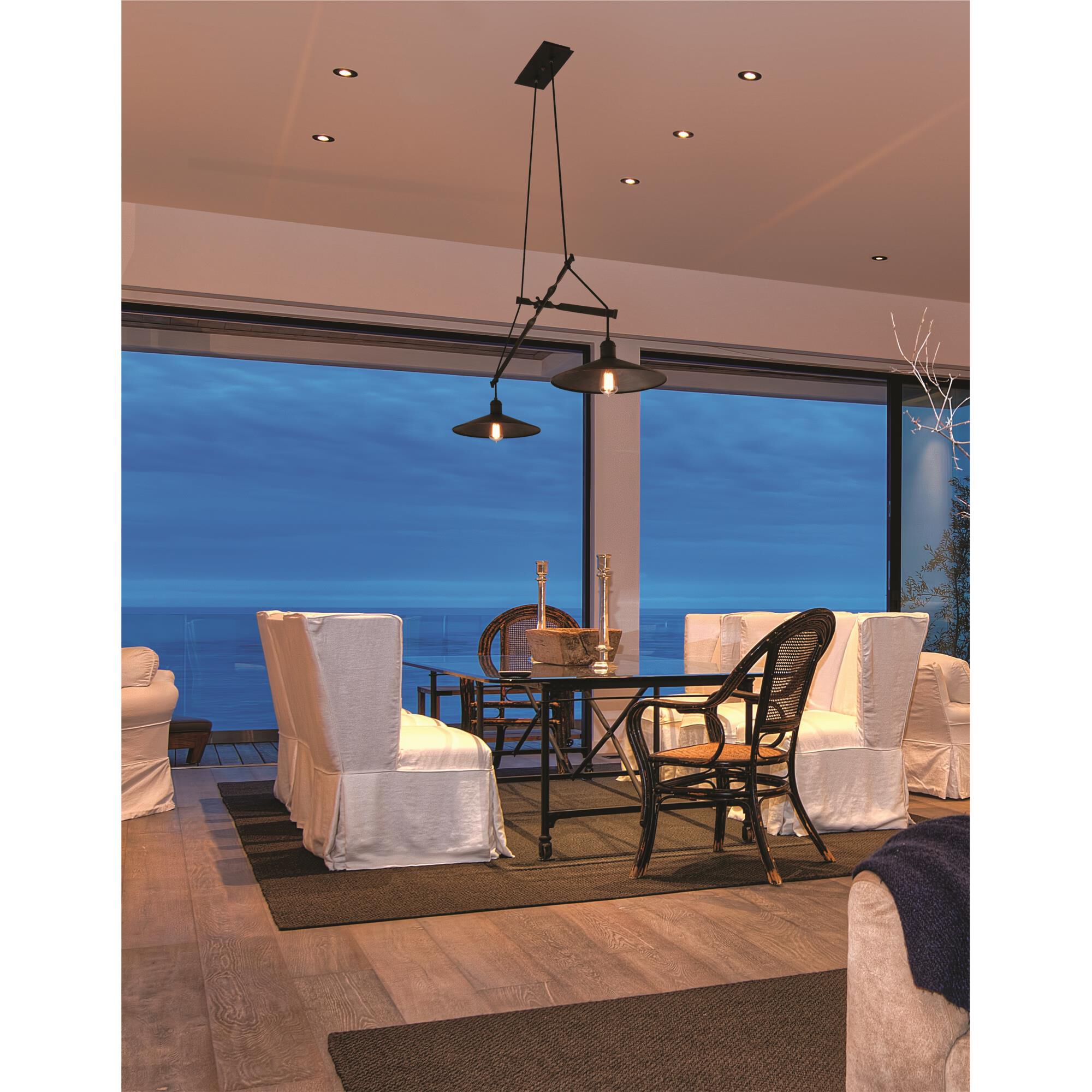 Shown in Vintage Bronze finish and Vintage Bronze glass and Metal shade