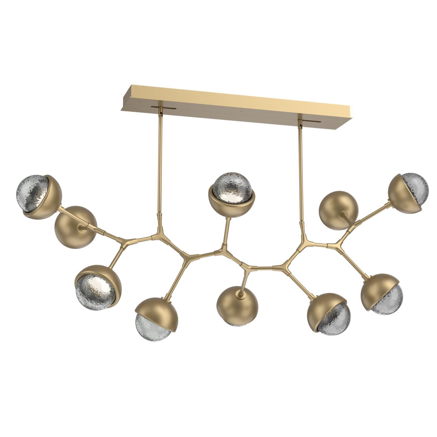 Shown in Gilded Brass finish and Smoke glass and Metal Shade Matching Finish accent