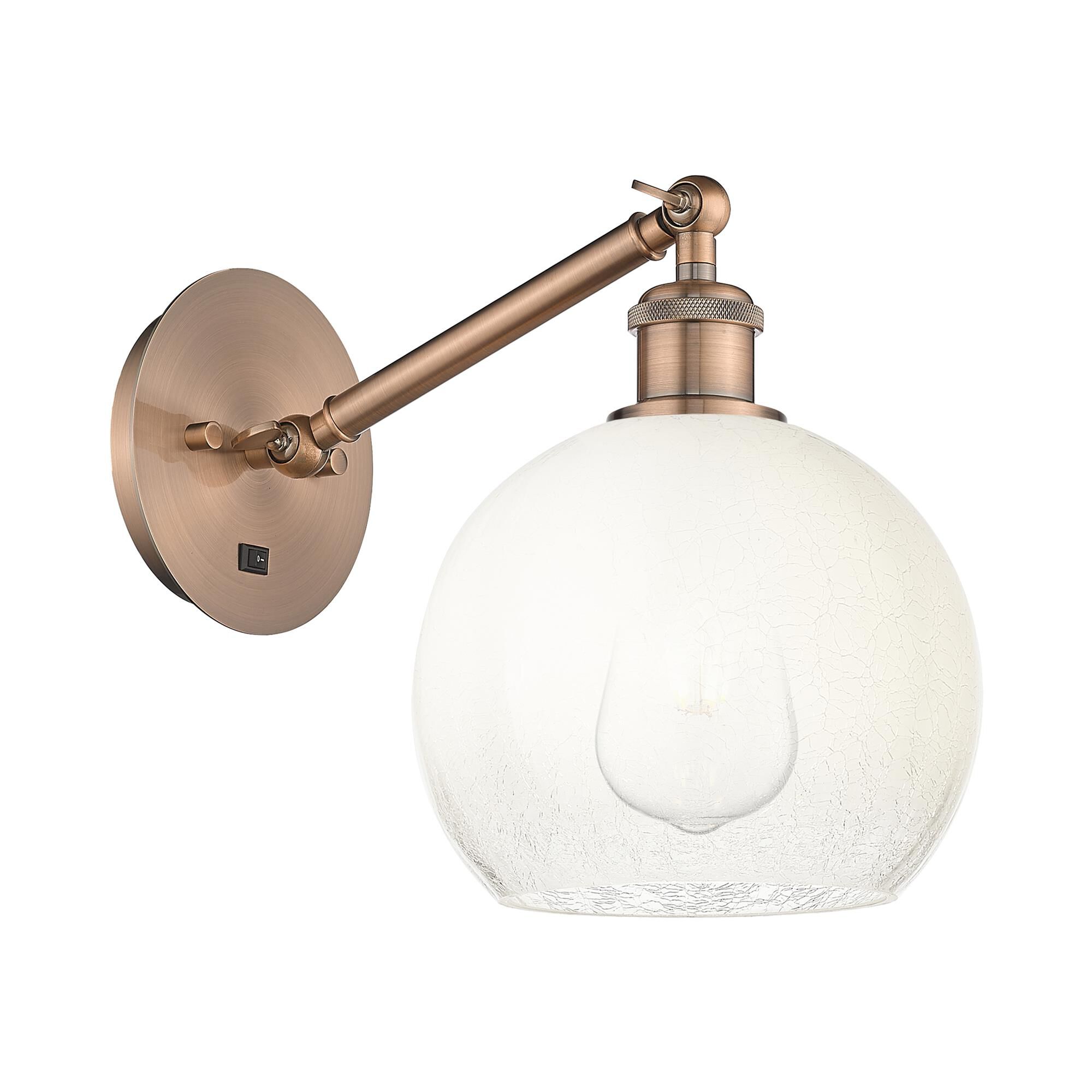 Shown in Antique Copper finish and Opal glass