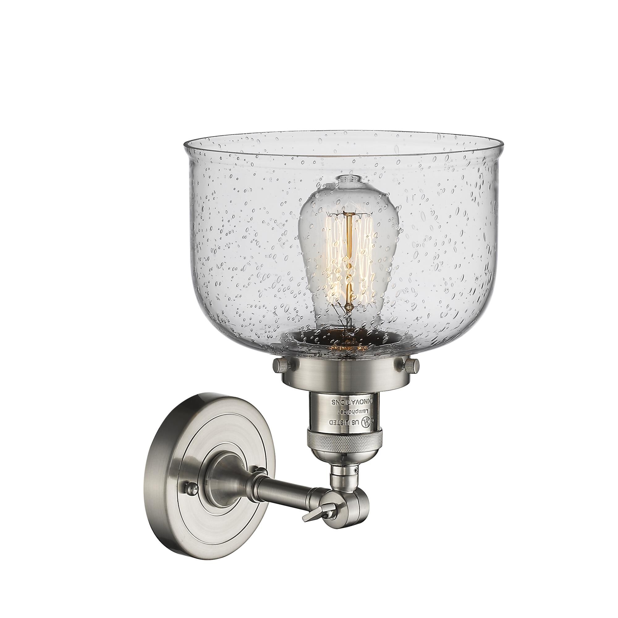 Shown in Brushed Satin Nickel finish and Seedy glass
