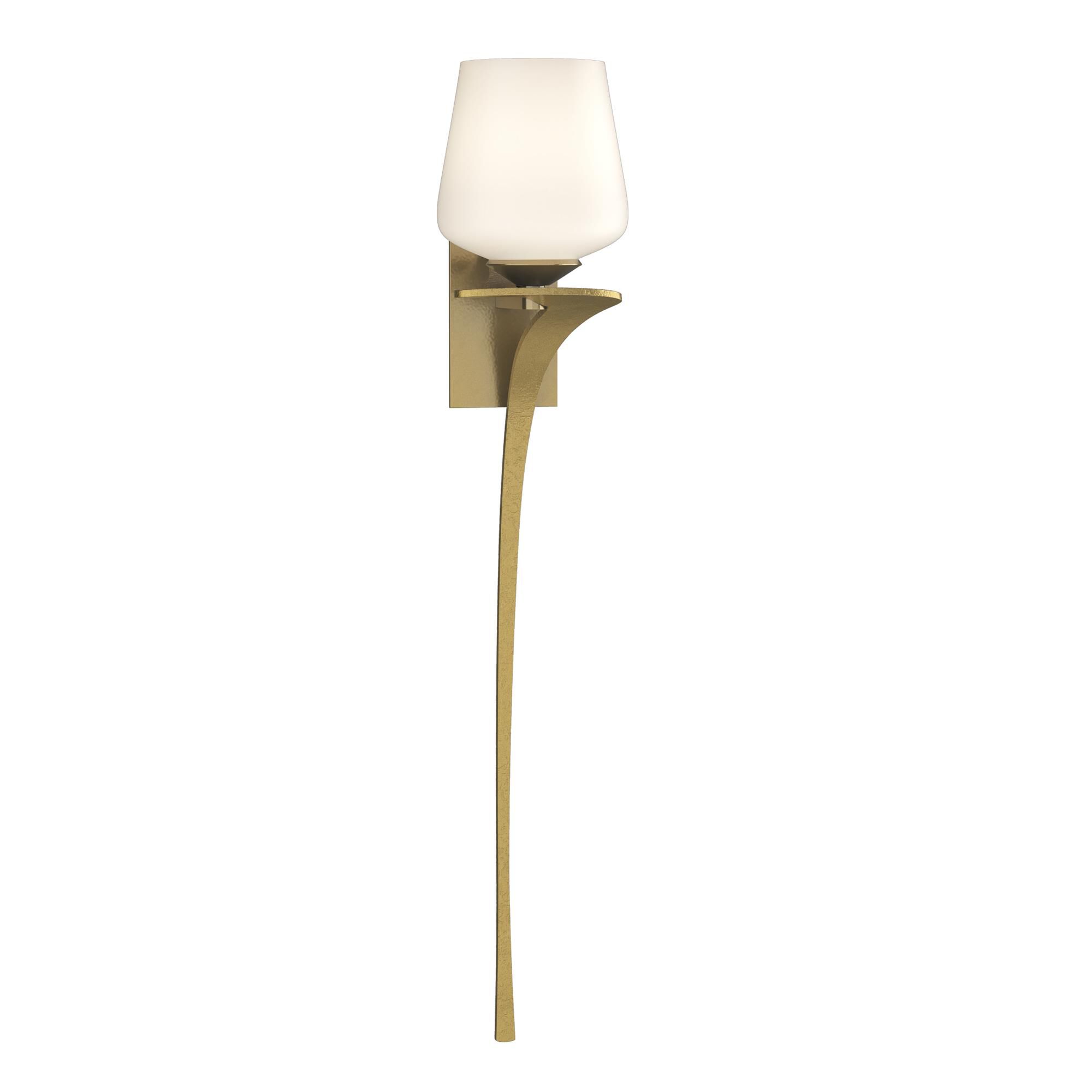 Shown in Modern Brass finish and Opal glass