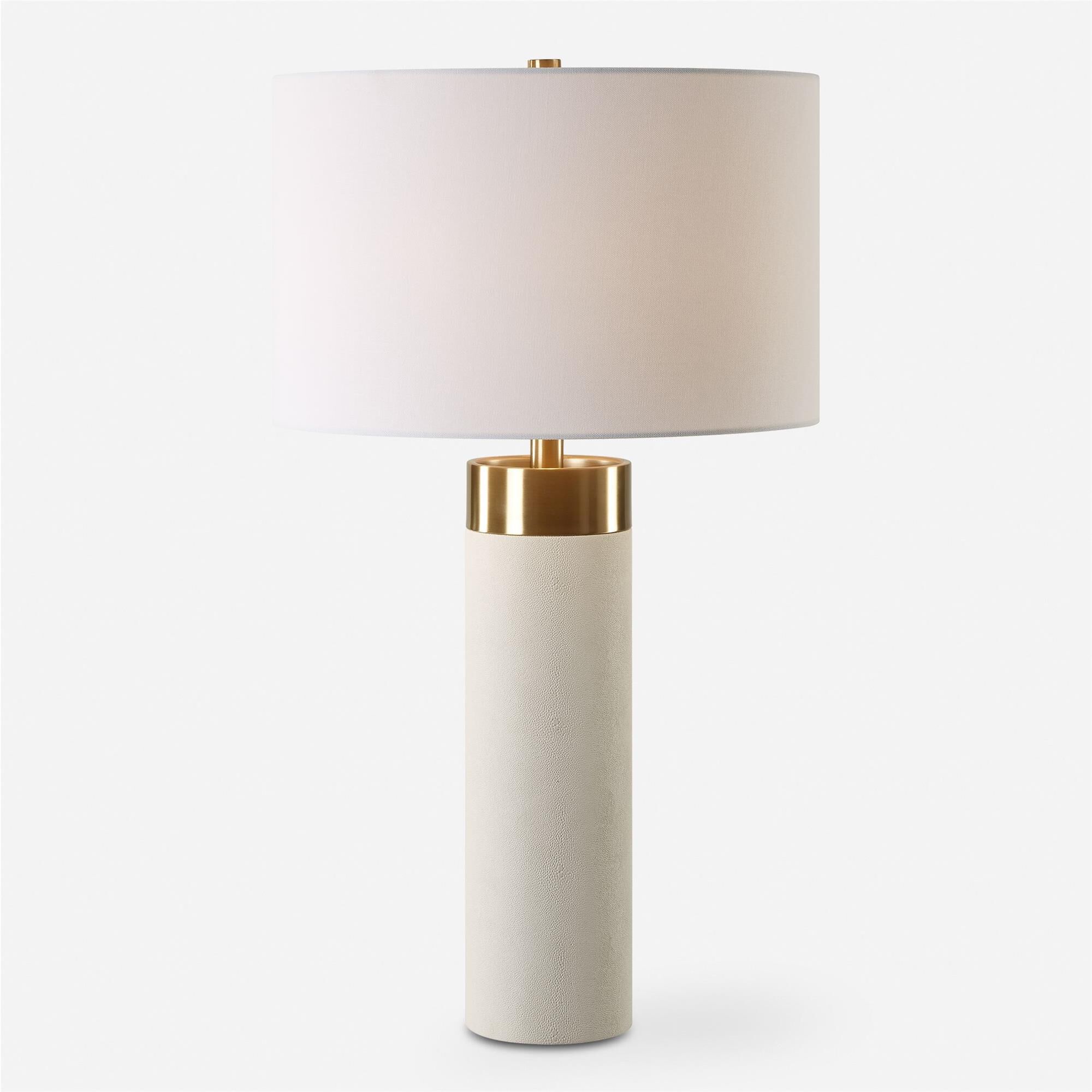 Shown in White finish and Round Hardback shade