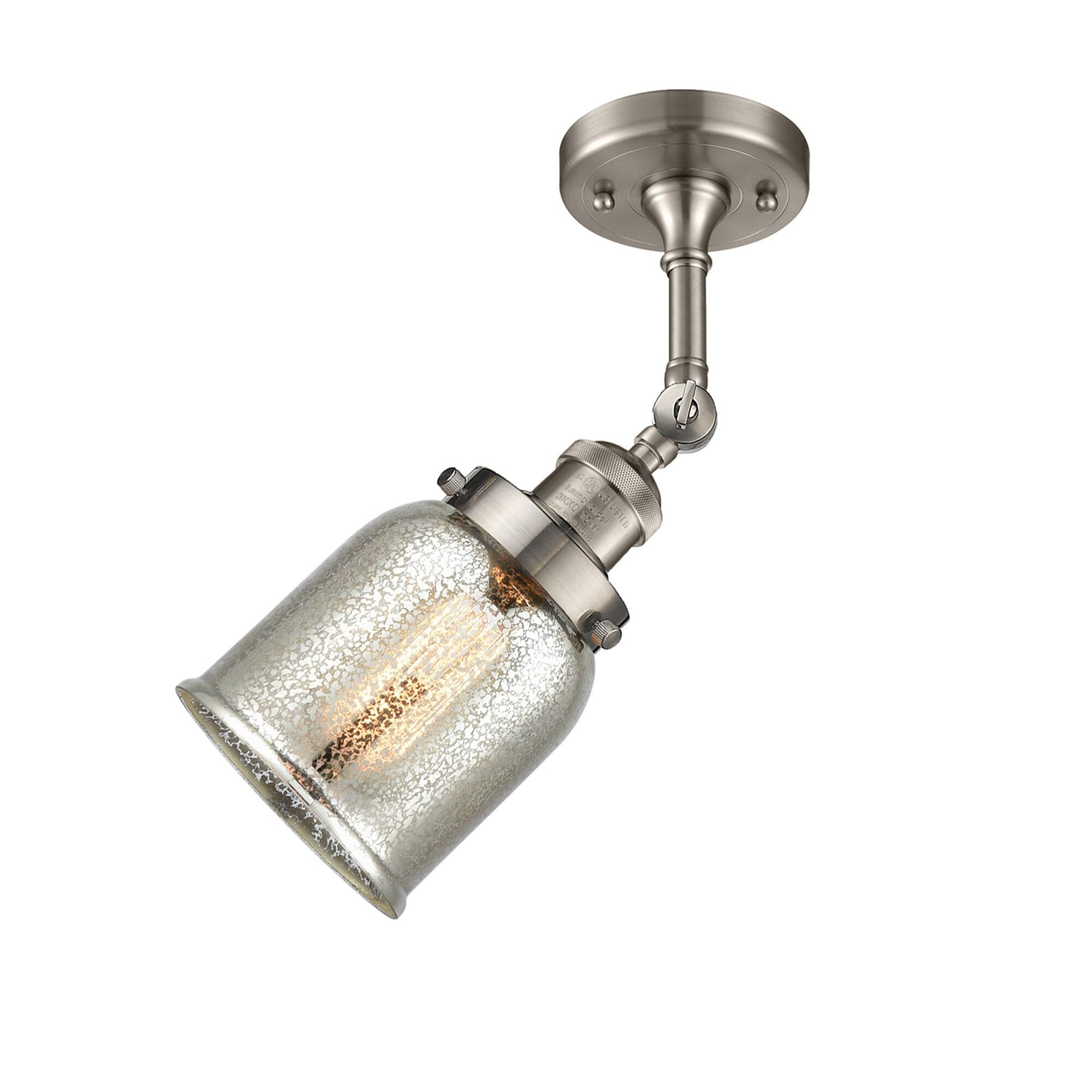 Shown in Brushed Satin Nickel finish and Silver Mercury glass and None accent