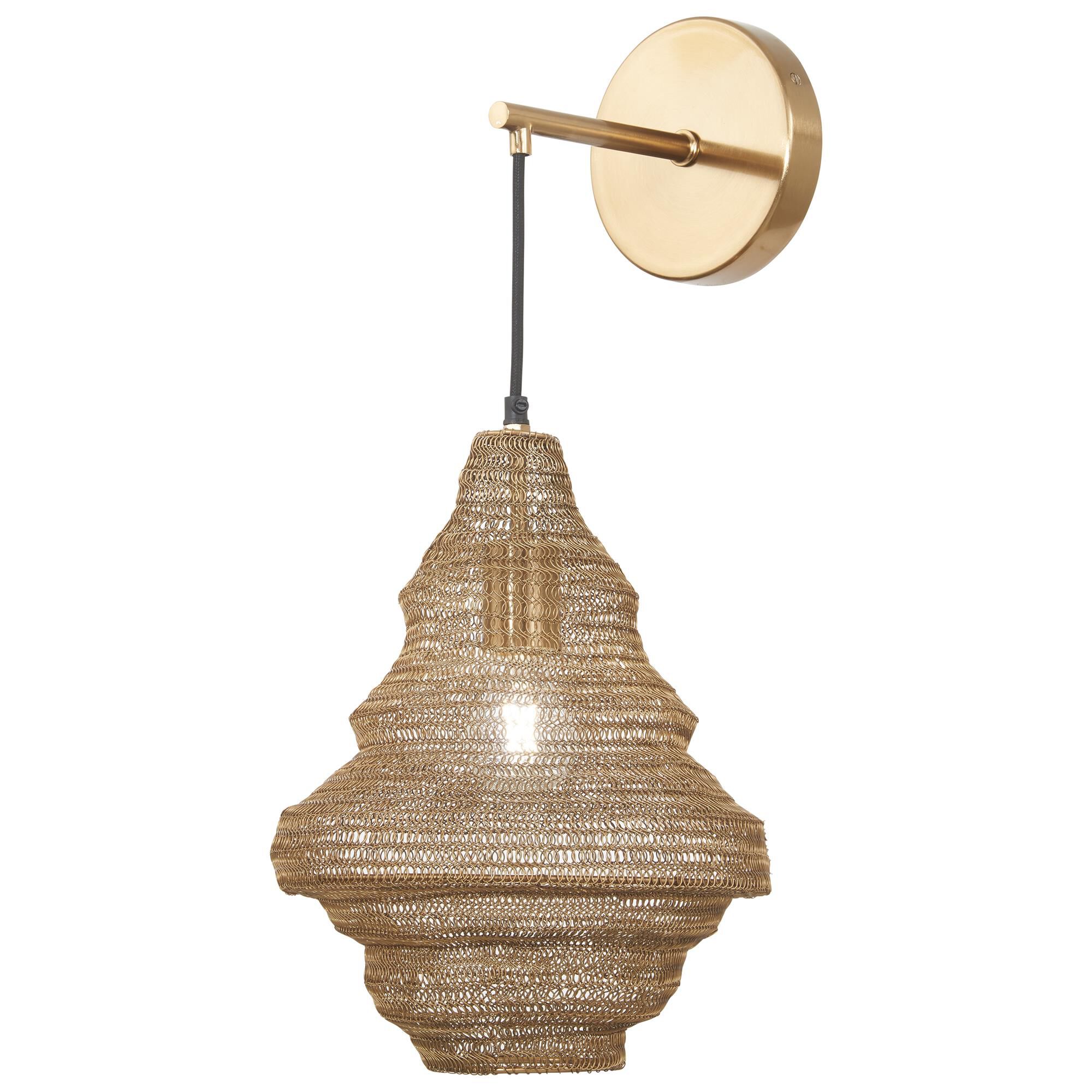 Shown in Gilded Brass finish and Metal Mesh shade