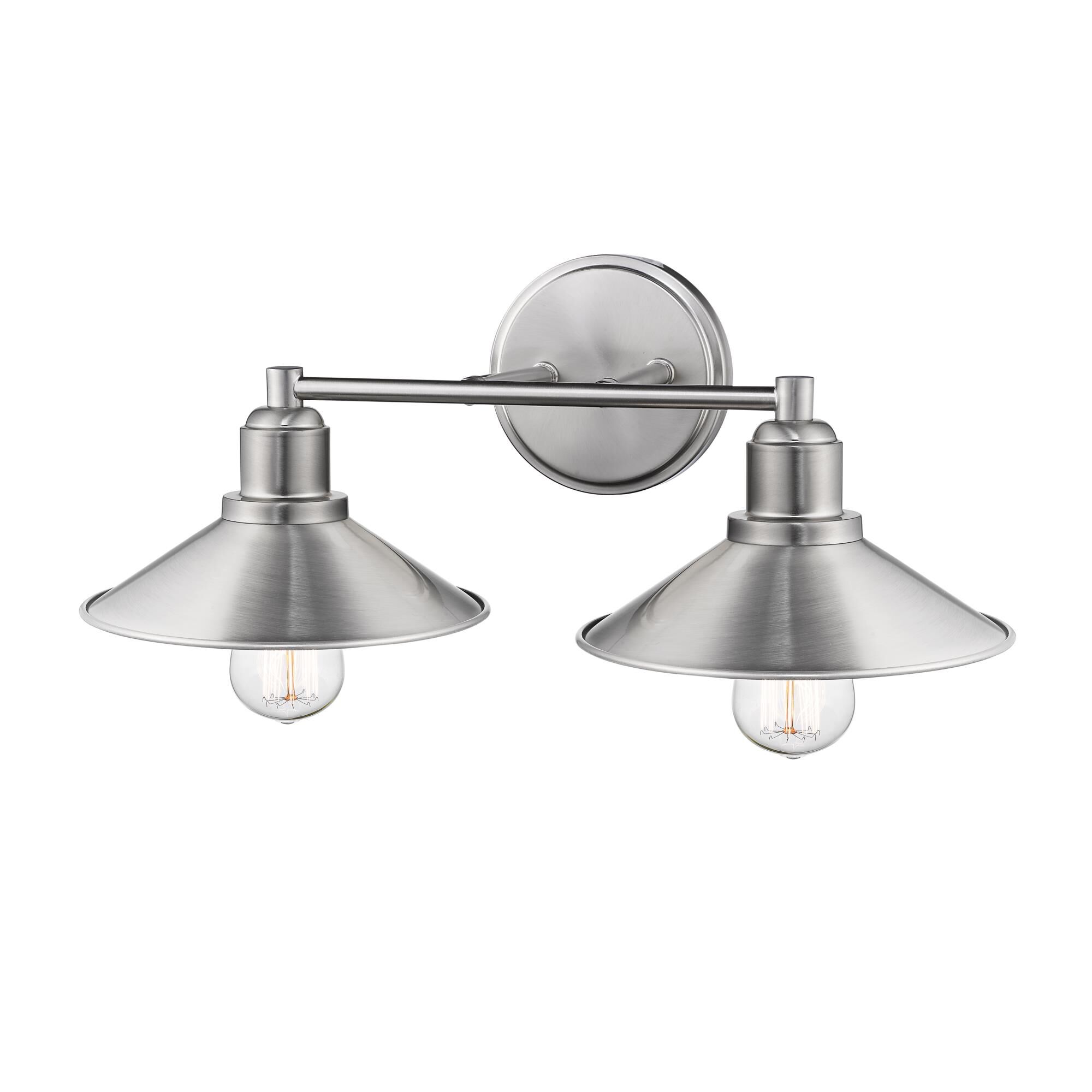 Shown in Brushed Nickel finish and Steel glass and Steel shade