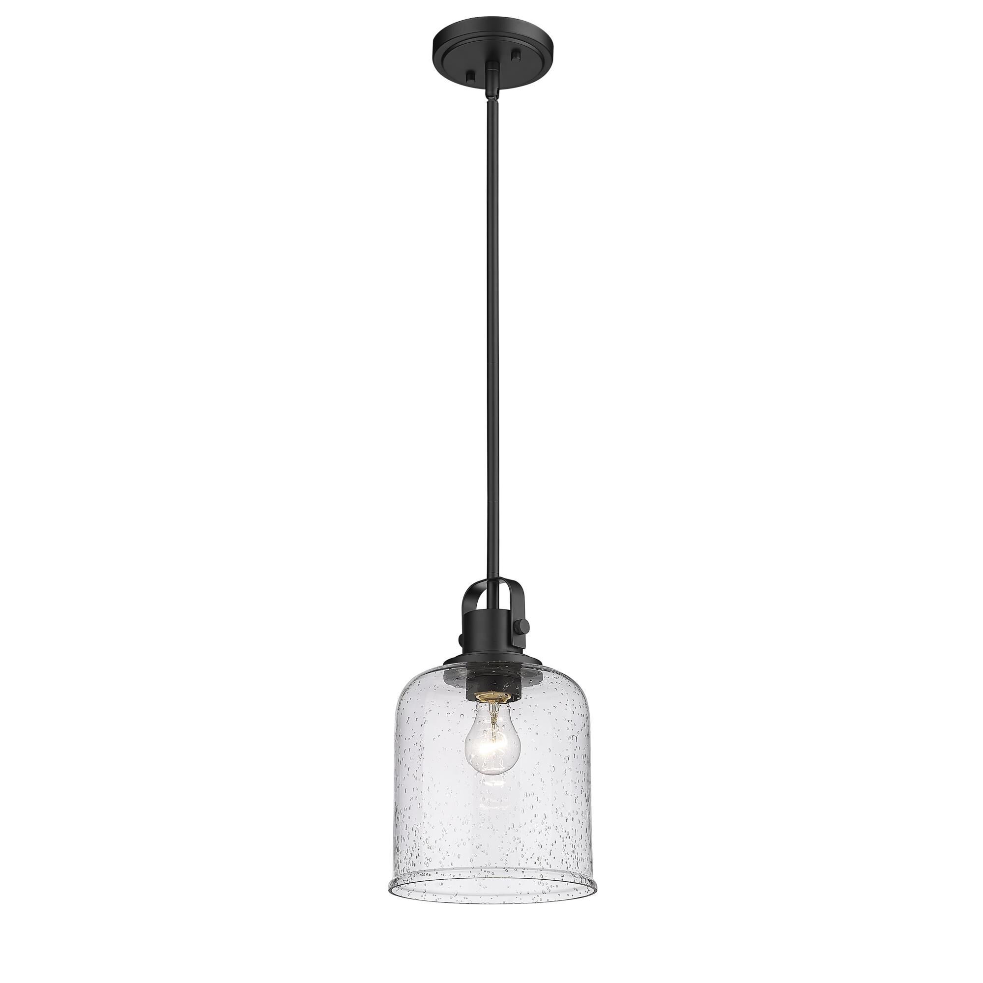 Shown in Matte Black finish and Glass shade