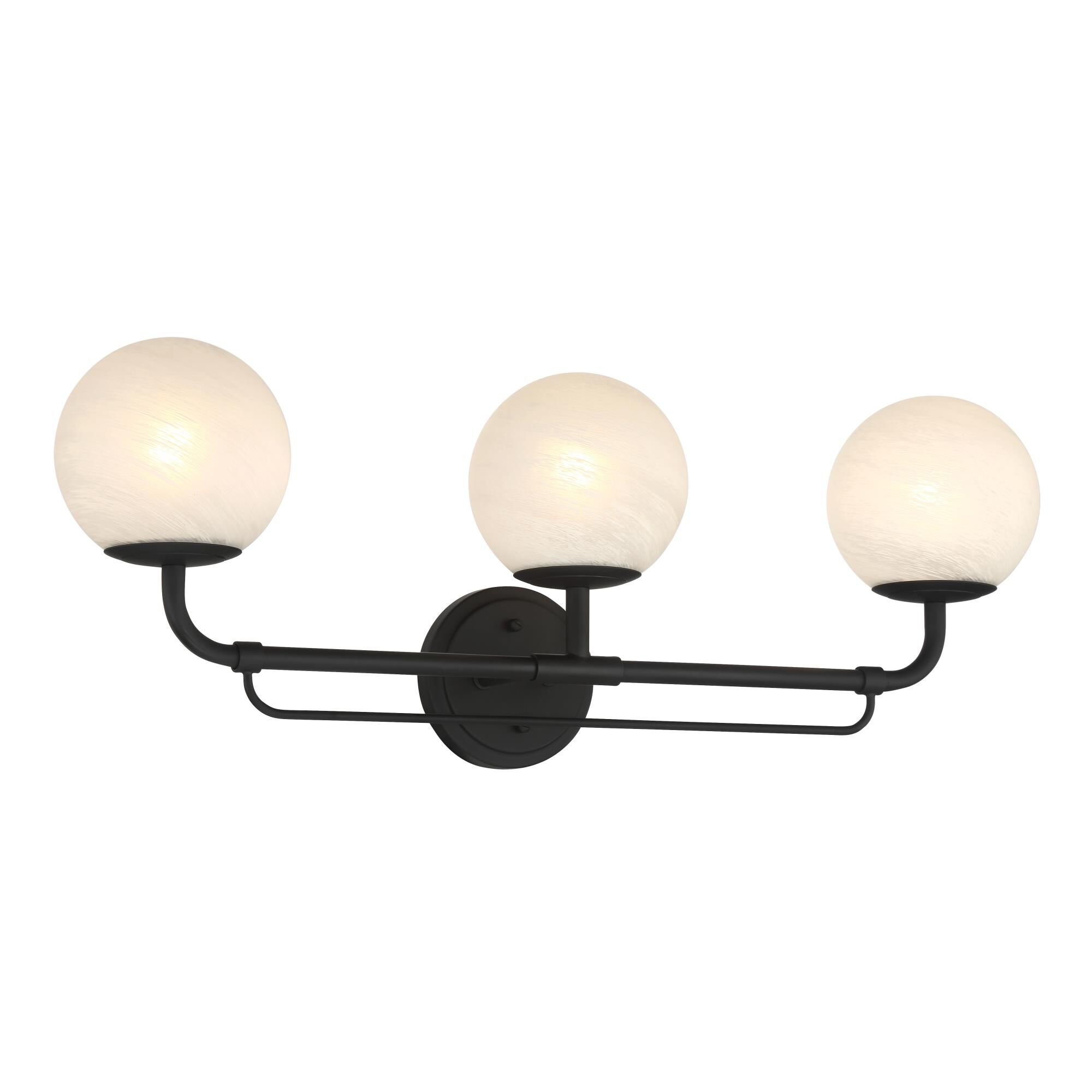 Shown in Dark Matte Black finish and White glass and Etched Alabaster Glass shade
