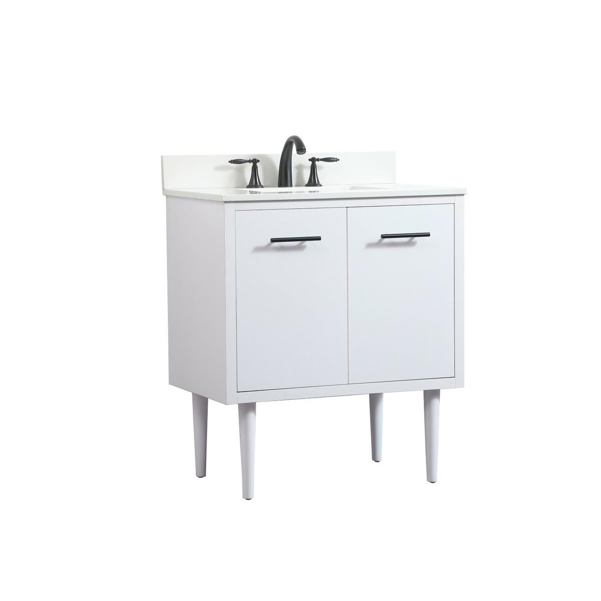 Shown in White finish and Backsplash accent