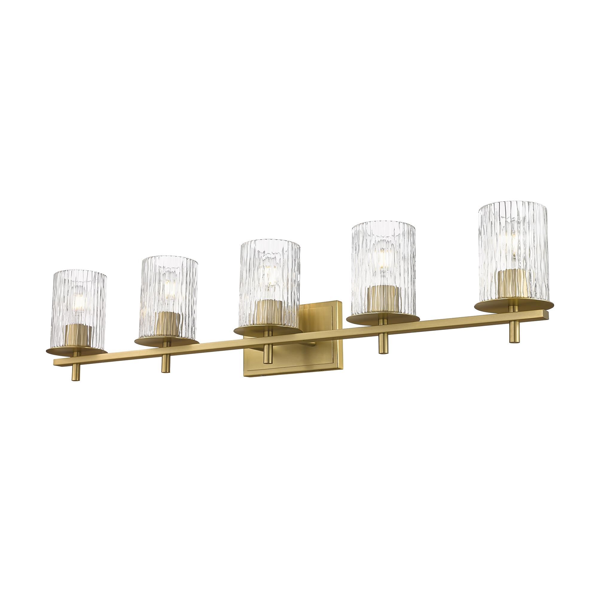 Shown in Modern Gold finish and Clear + Etched Opal glass and Clear + Etched Opal shade