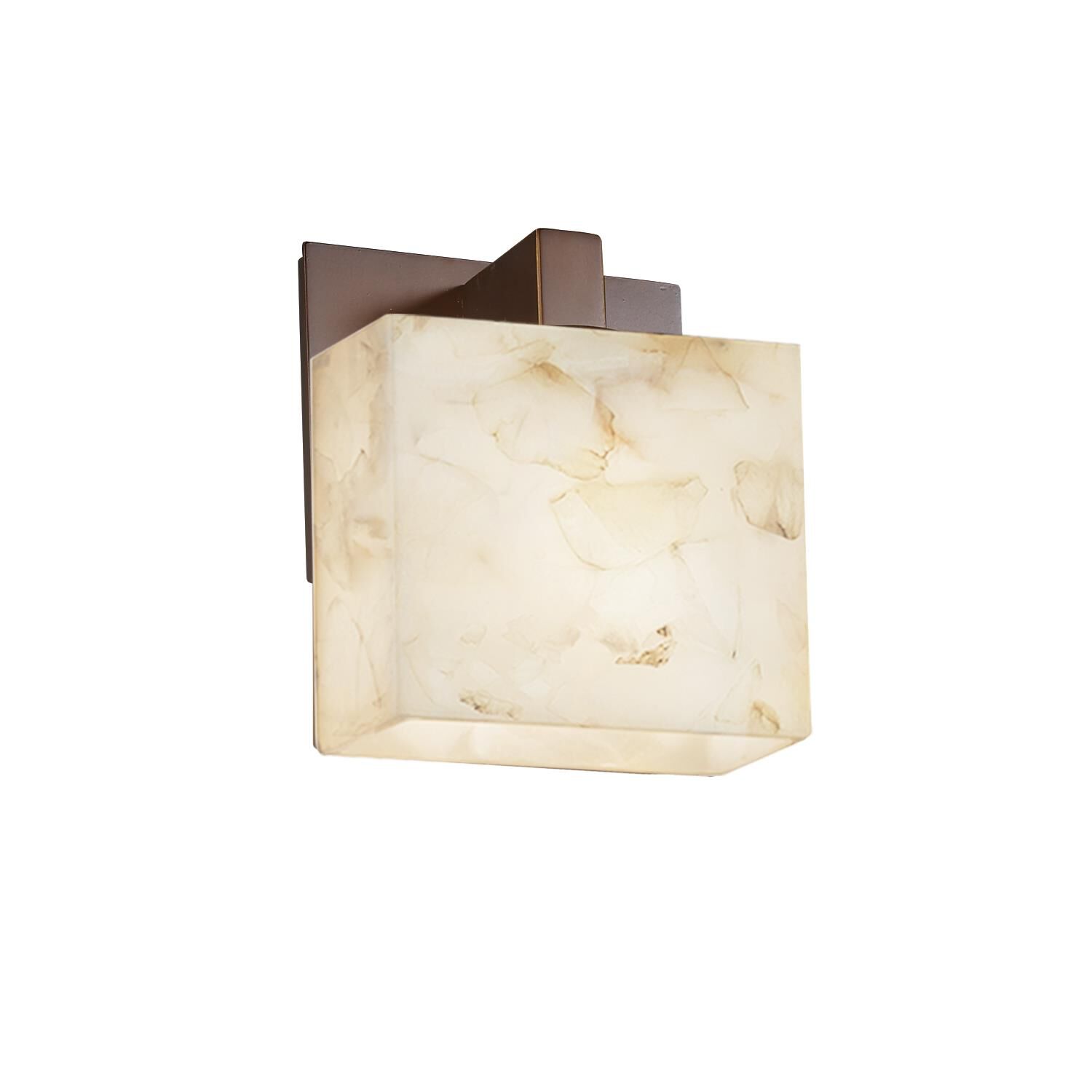 Shown in Dark Bronze finish and Shaved Alabaster Rocks Cast Into Resin glass and Rectangle accent