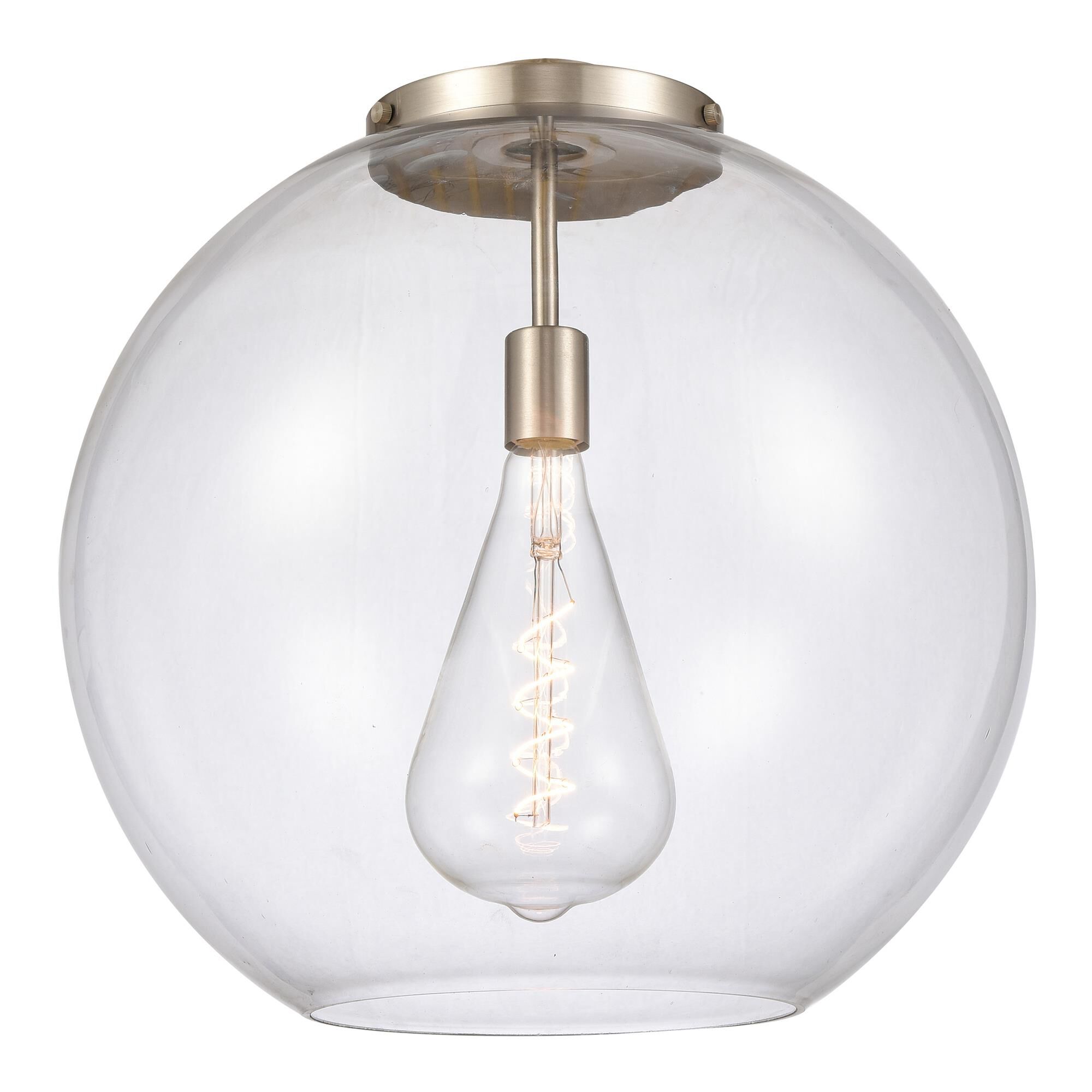 Shown in Brushed Satin Nickel finish and Clear glass