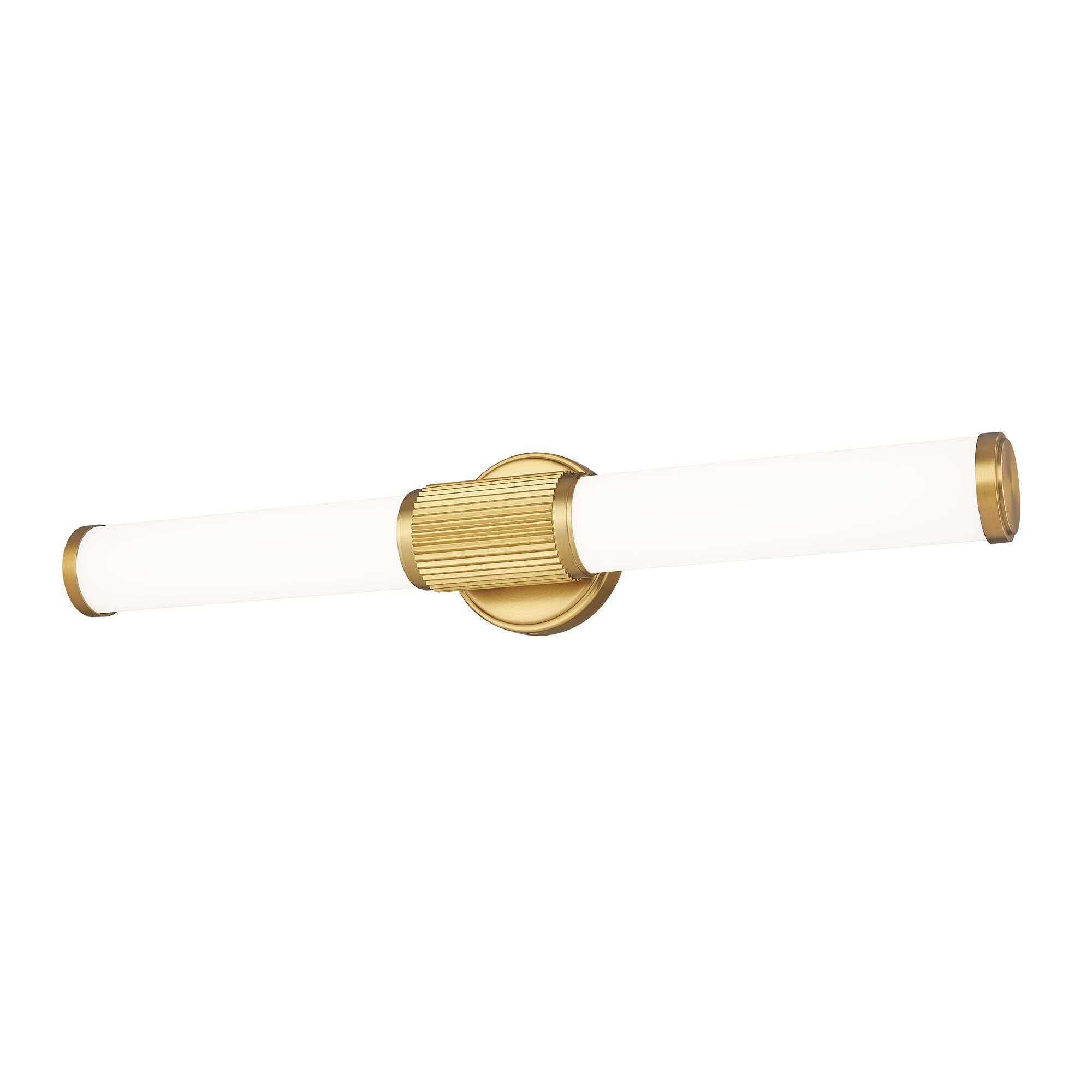 Shown in Modern Gold finish and Opal White glass and Opal White shade