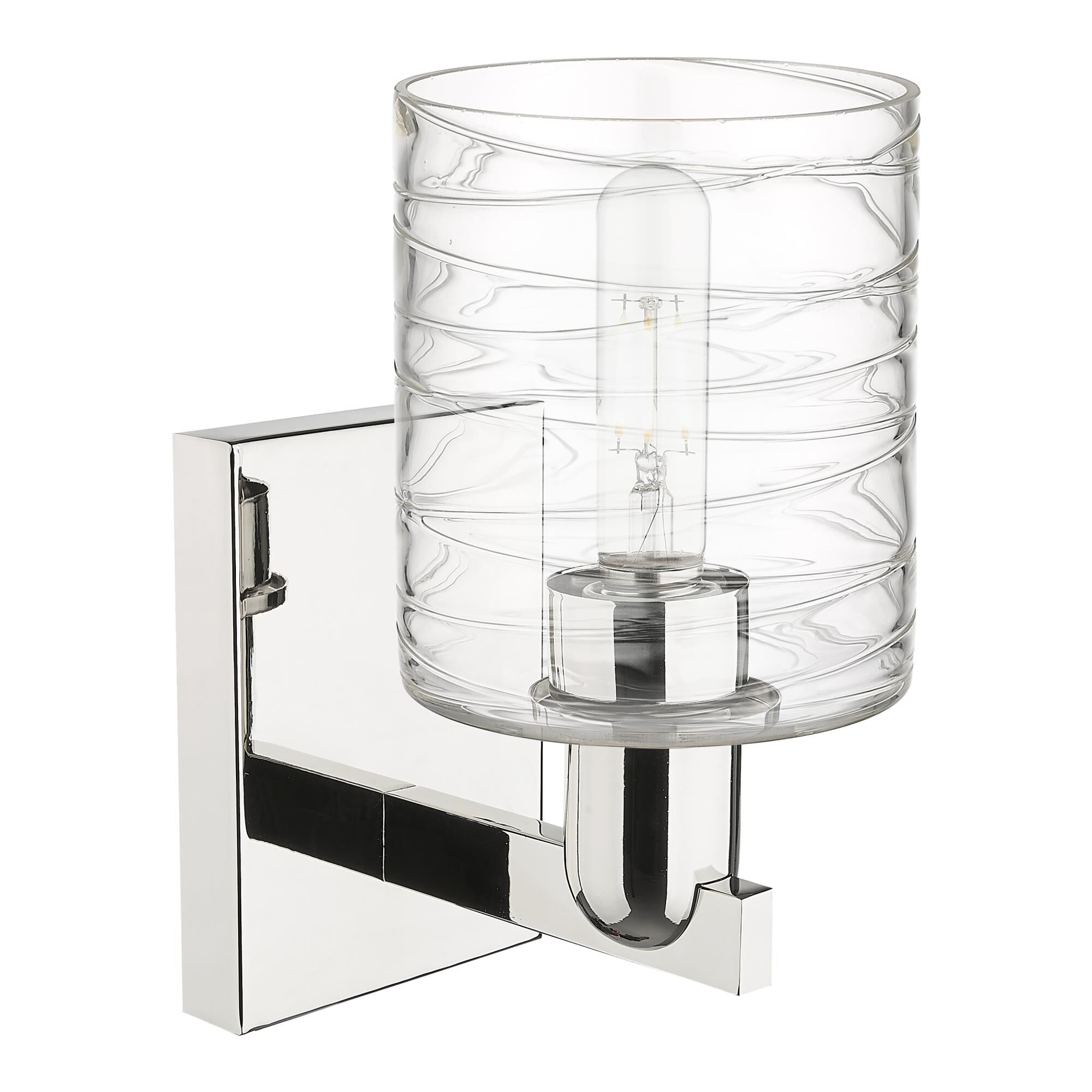 Shown in Polished Nickel finish and Deco Swirl glass