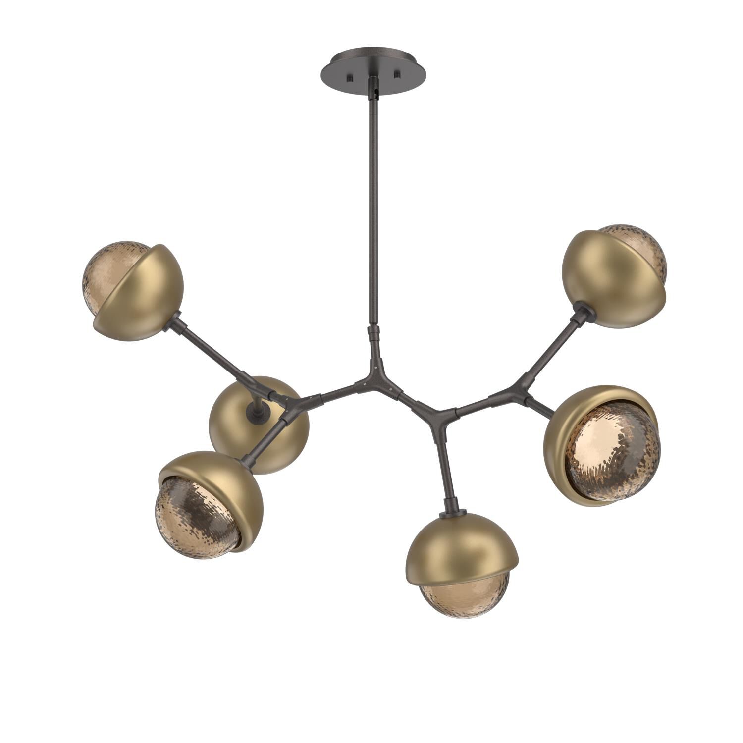 Shown in Graphite finish and Bronze glass and Gilded Brass accent