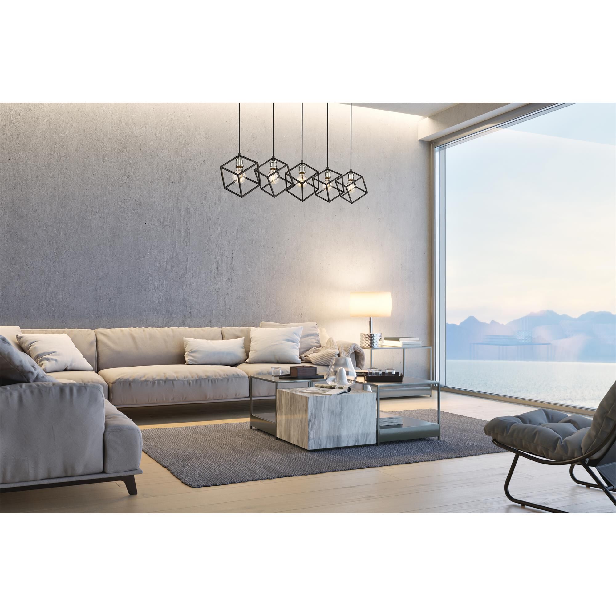 Shown in Matte Black + Brushed Nickel finish and --- glass and --- shade