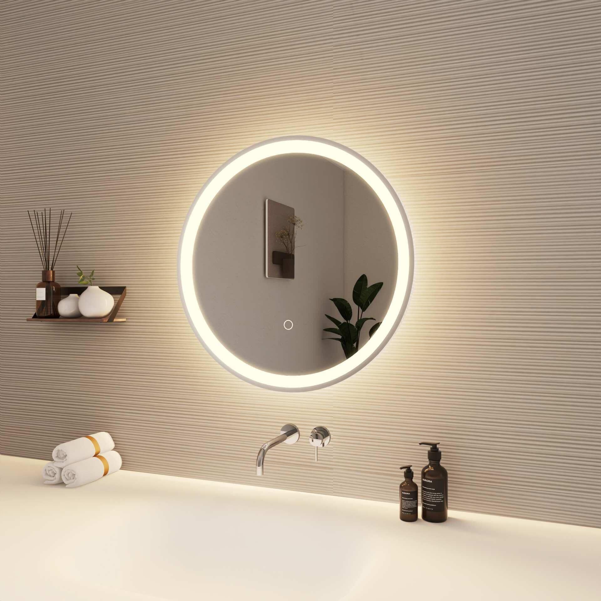 Harmoni 21 Inch Round LED Lighted Mirror by Elegant Decor