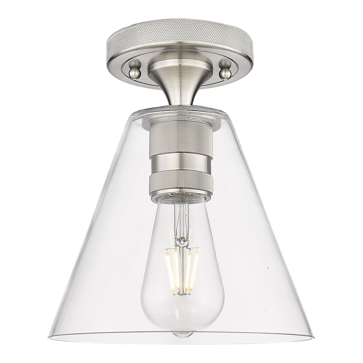 Shown in Satin Nickel finish and Clear glass