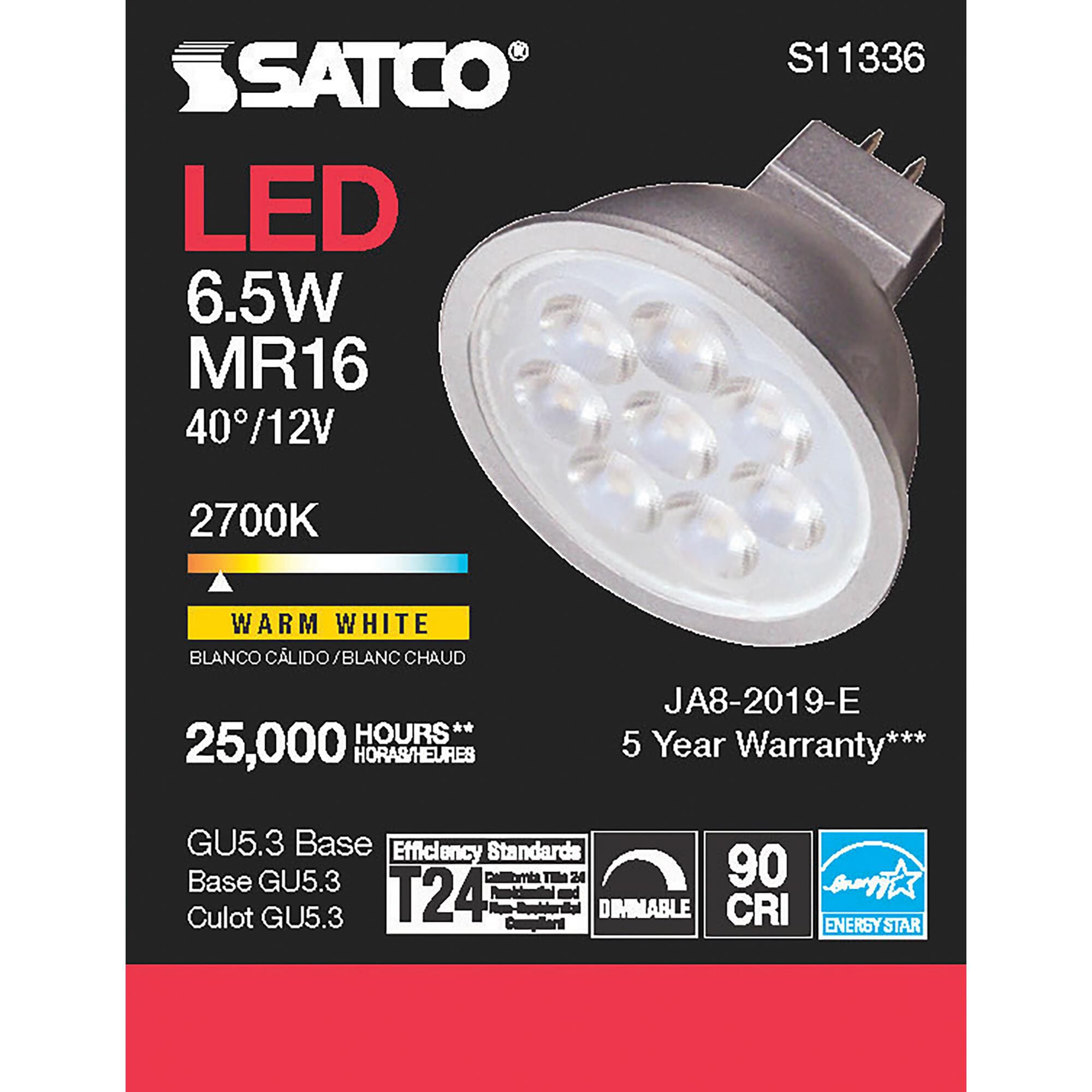 Dimmable 6.50 Watt 2700K MR16 LED Light Bulb by Satco