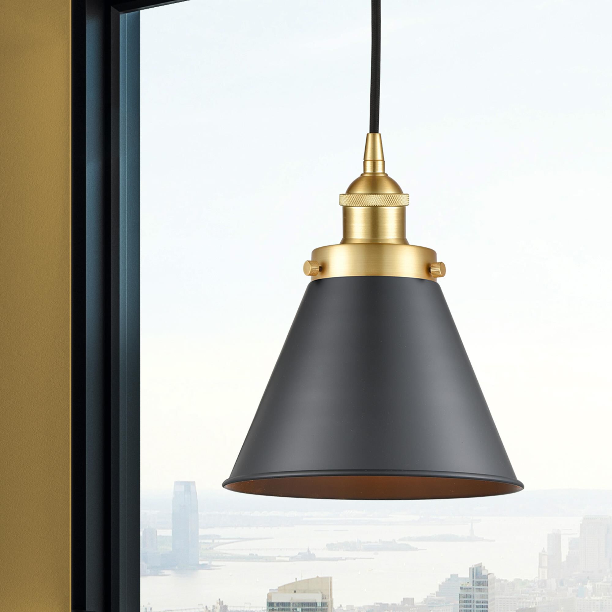 Shown in Satin Gold finish and Satin Gold Appalachian shade